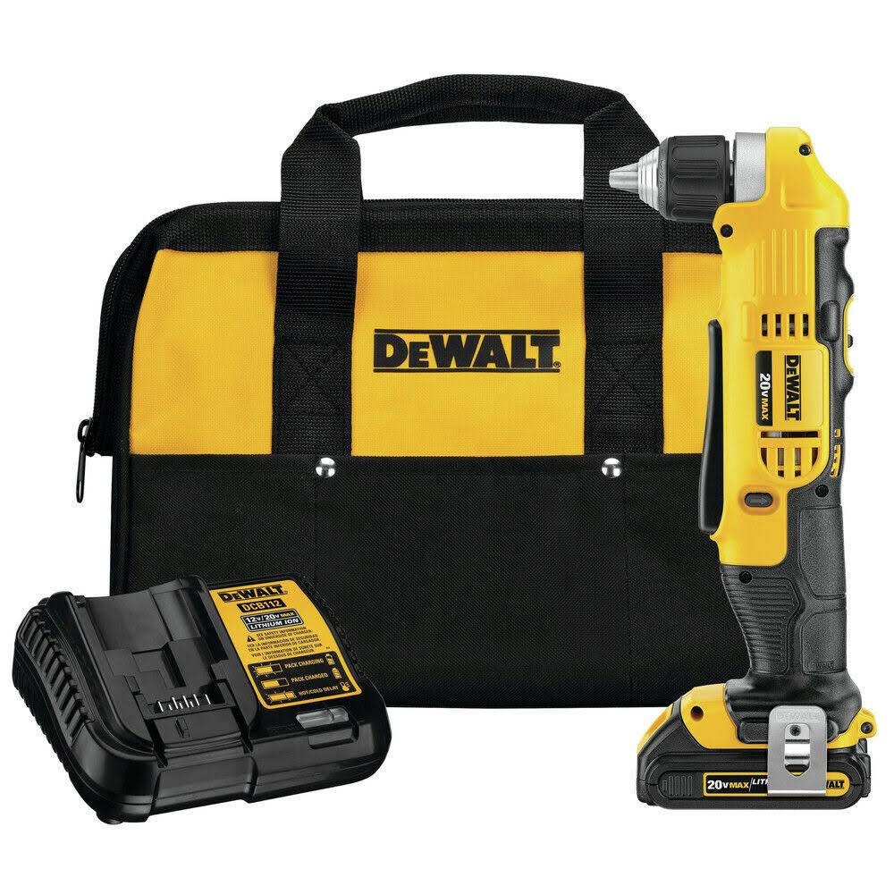 DCD740C1 20-Volt MAX Cordless 3/8 in. Right Angle Drill/Driver, (1) 20-Volt 1.3Ah Battery, Charger   Bag