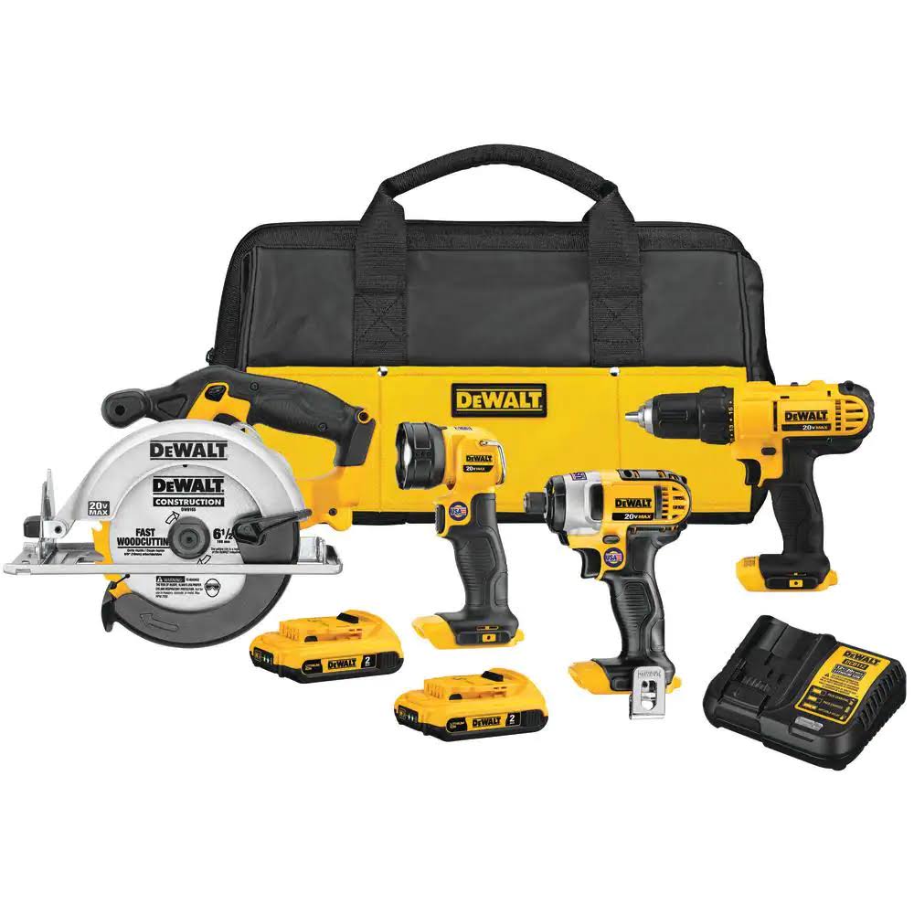 DCK466D2 20-Volt MAX Cordless Combo Kit (4-Tool) with (2) 20-Volt 2.0Ah Batteries   Charger