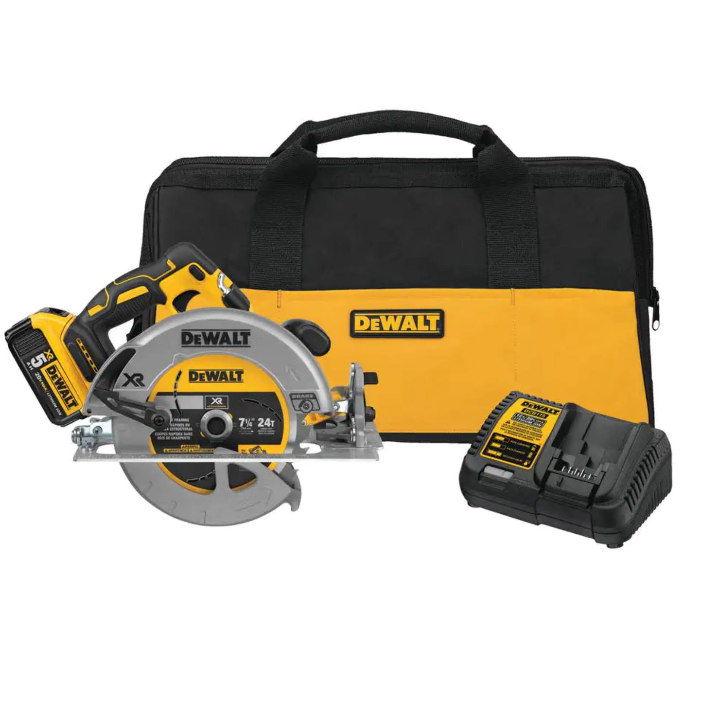 DCS570P1 20-Volt MAX XR Cordless Brushless 7-1/4 in. Circular Saw with (1) 20-Volt Battery 5.0Ah   Charger