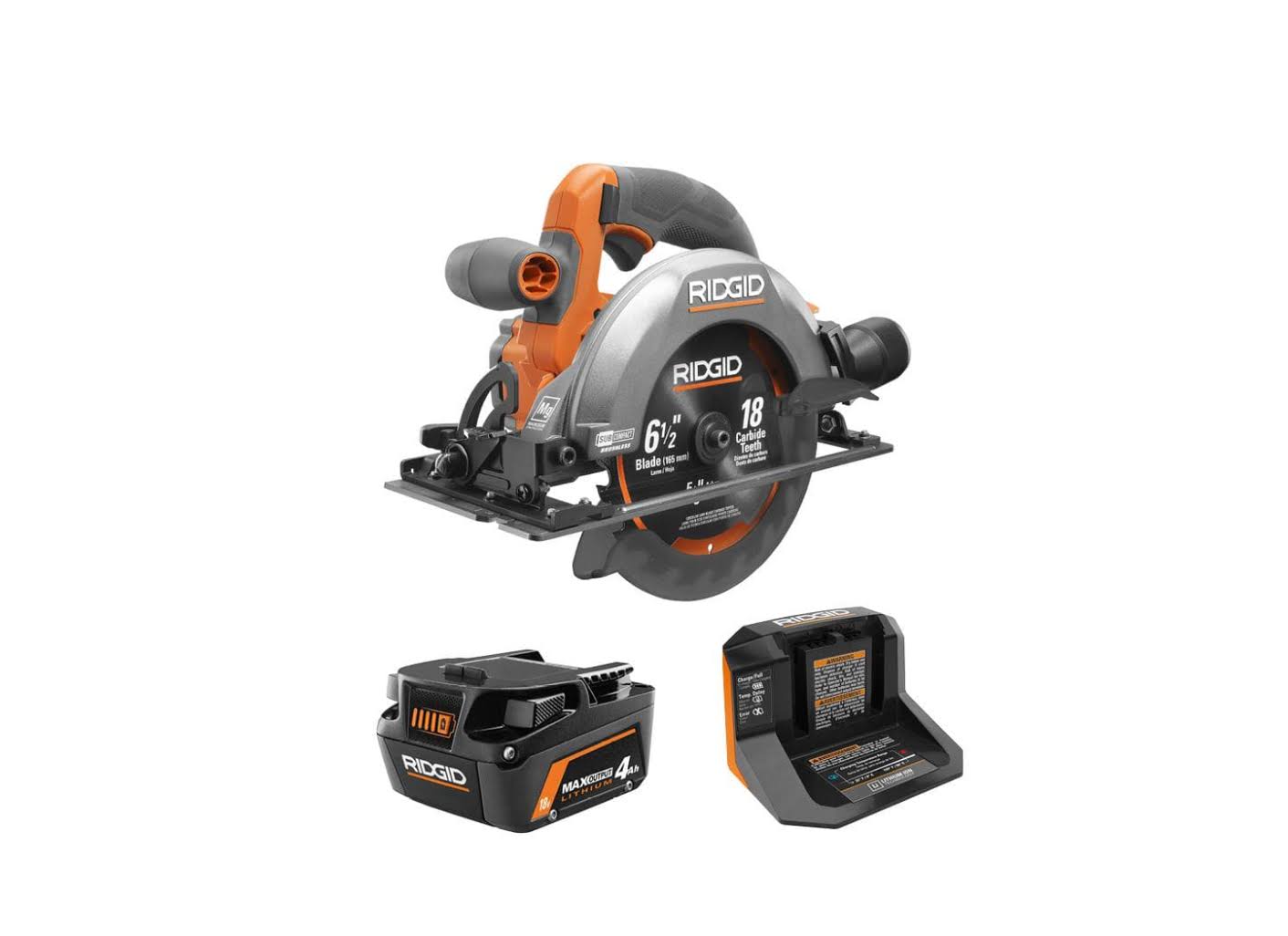 R8656KN 18V Brushless Cordless SubCompact 6-1/2 in. Circular Saw Kit with 4.0 Ah MAX Output Battery and Charger