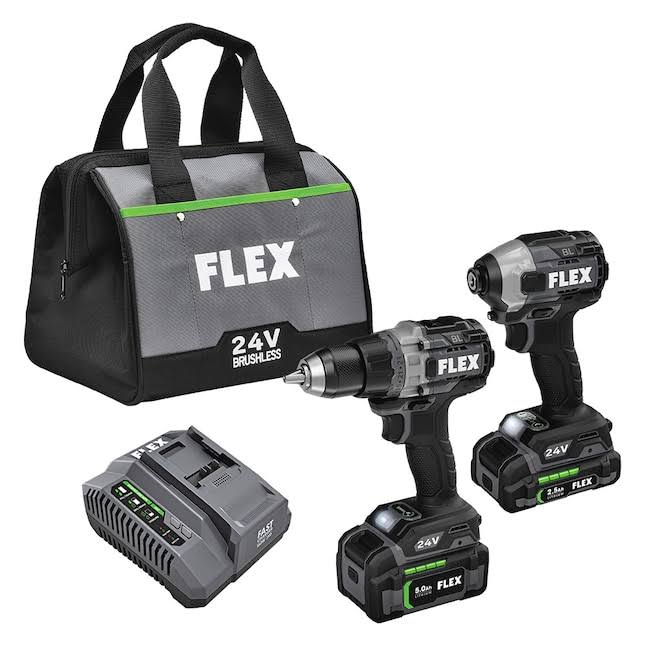 FXM204-2B 24V Drill Driver With Turbo Mode And Quick Eject Impact Driver Kit with Soft Case (2 Li-ion Batteries Included and Charger Included)