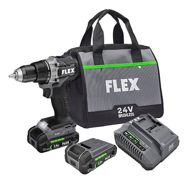 FX1151-2A 24-volt 1/2-in Single Sleeve Keyless Ratchet Brushless Cordless Drill (2 Li-ion Batteries Included and Charger Included)