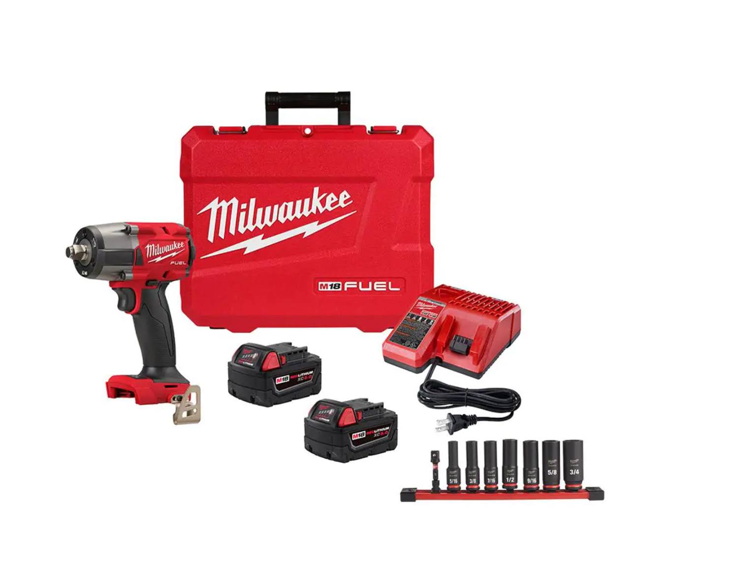2962-22-49-66-7024 M18  GEN-2 18V Lithium-Ion Mid Torque Brushless Cordless 3/8 in. Impact Wrench Kit with Socket Set (8-Piece)