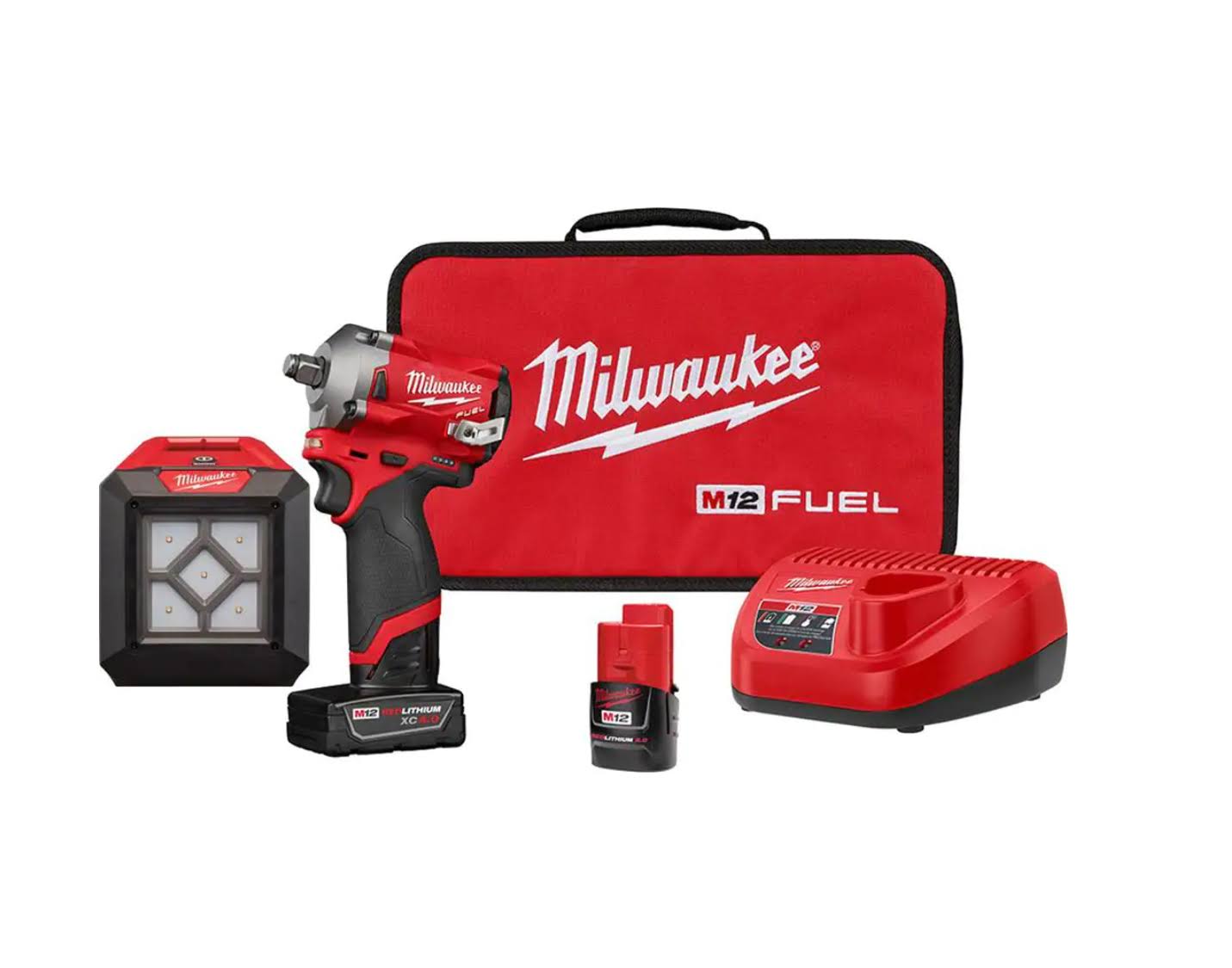2555-22-2364-20 M12  12V Li-Ion Cordless  1/2 in. Impact Wrench Kit with M12 1000 Lumens Rover LED Compact Flood Light