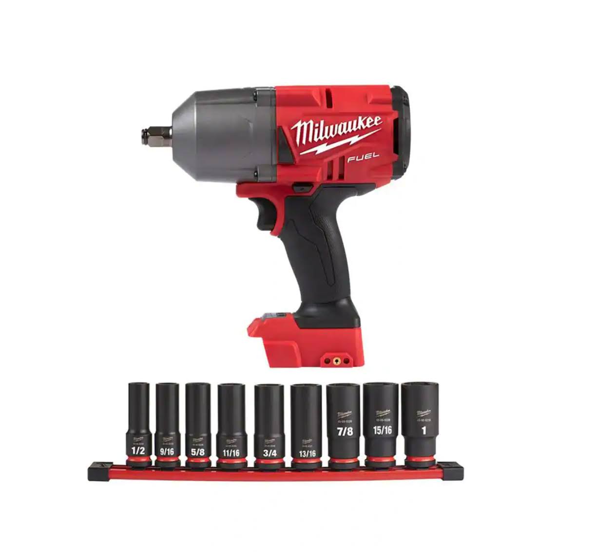 2767-20-49-66-7022 M18  18V Lithium-Ion Brushless Cordless 1/2 in. Impact Wrench with SAE Deep Well Impact Socket Set (9-Piece)