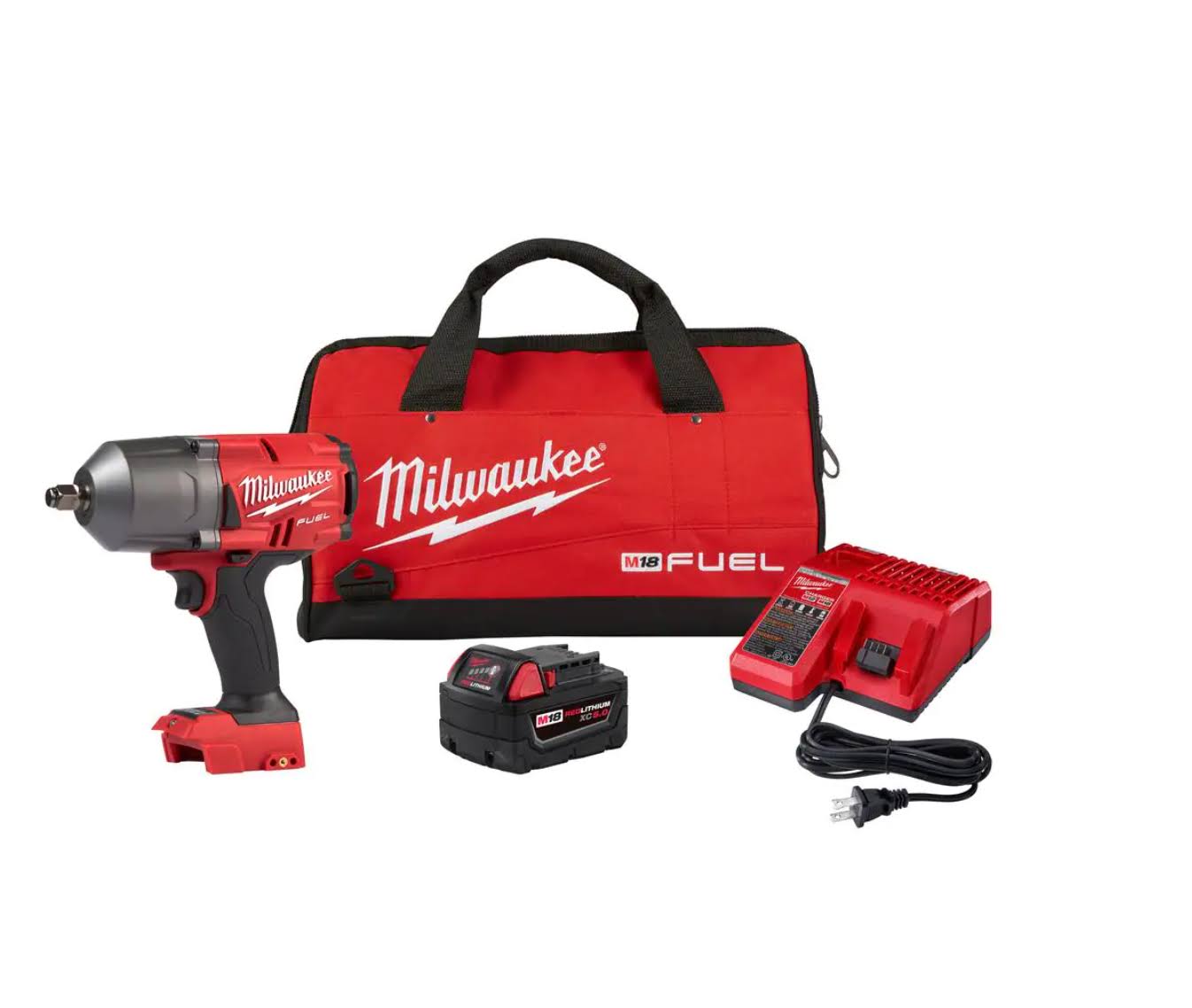 2767-21B M18  18V Lithium-Ion Brushless Cordless 1/2 in. Impact Wrench w/Friction Ring Kit w/One 5.0 Ah Battery and Bag