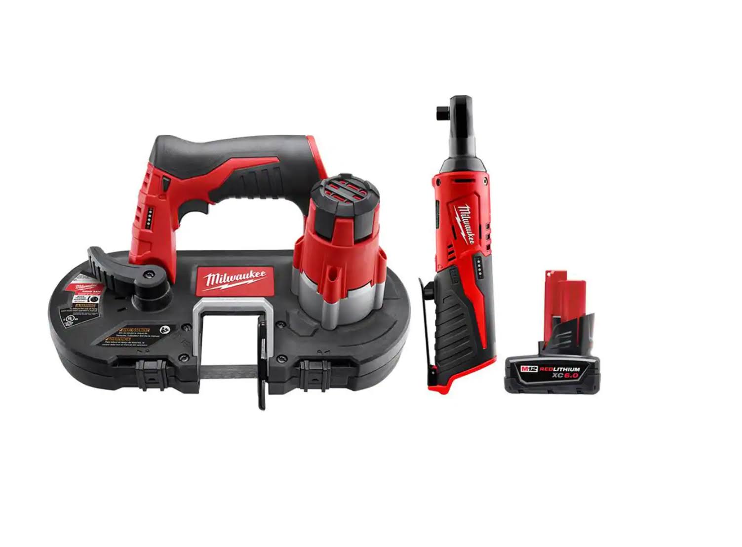 2429-20-2457-20-48-11-2460 M12 12V Lithium-Ion Cordless Sub-Compact Band Saw with M12 3/8 in. Ratchet and 6.0 Ah XC Battery Pack