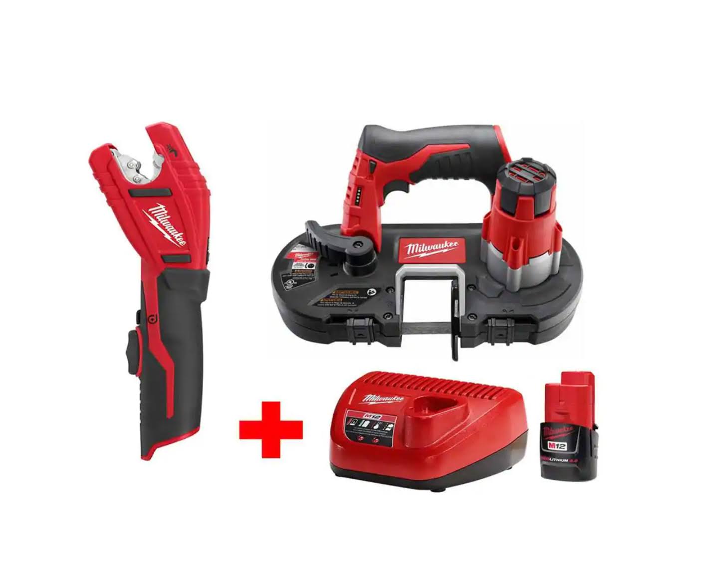 2429-20-2471-20-48-59-2420 M12 12V Lithium-Ion Cordless Sub-Compact Band Saw and Copper Tubing Cutter Combo Kit W/(1) 2.0Ah Battery and Charger