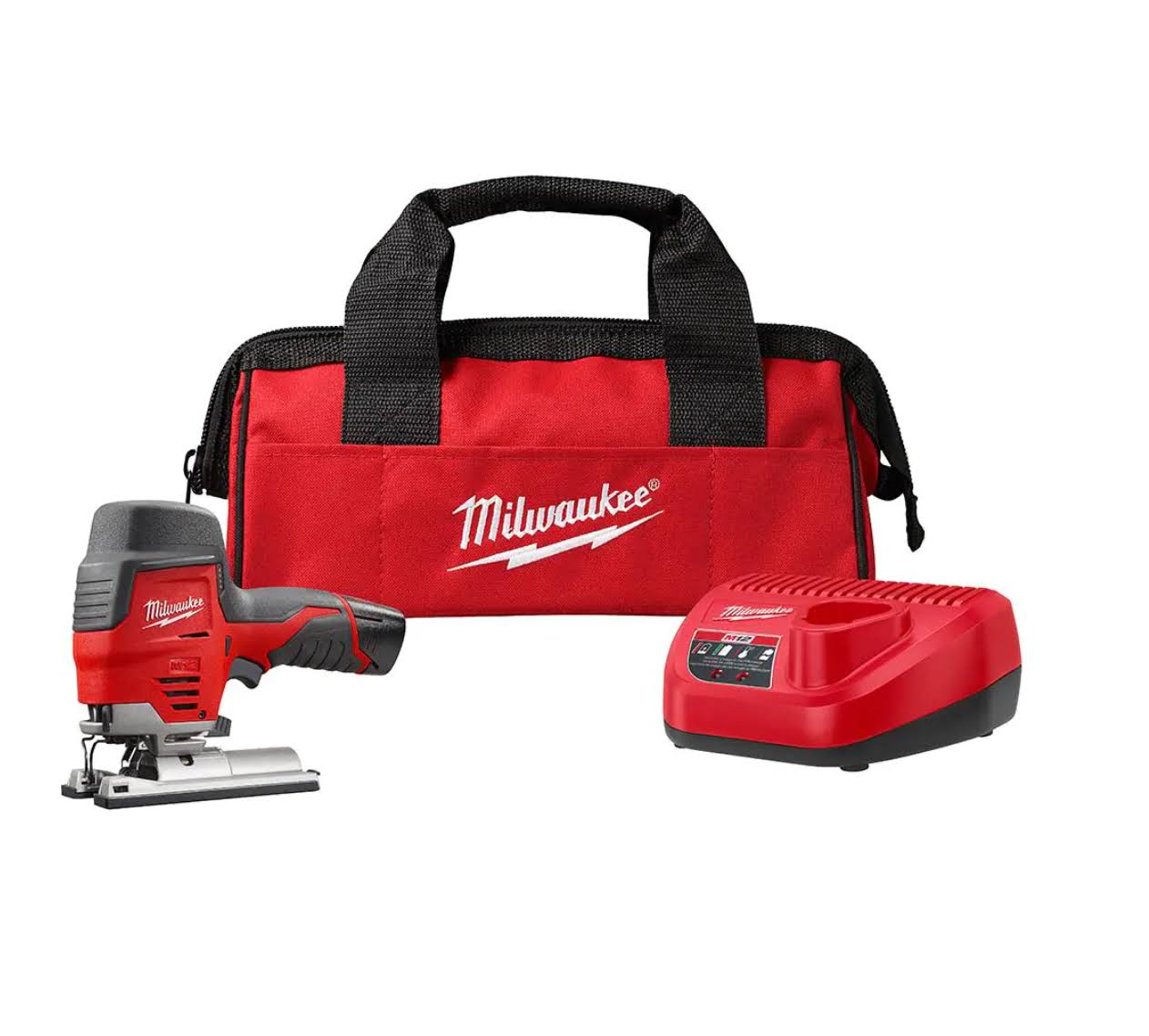 2445-21 M12 12V Lithium-Ion Cordless Jig Saw Kit with One 1.5 Ah Battery, Charger, Tool Bag