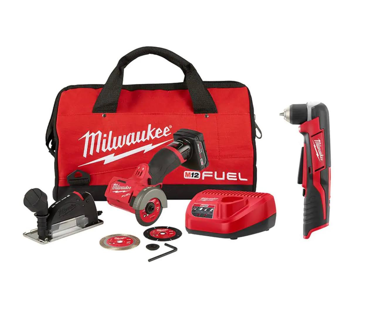 2522-21XC-2415-20 M12  12V 3 in. Lithium-Ion Brushless Cordless Cut Off Saw Kit with M12 3/8 in. Right Angle Drill