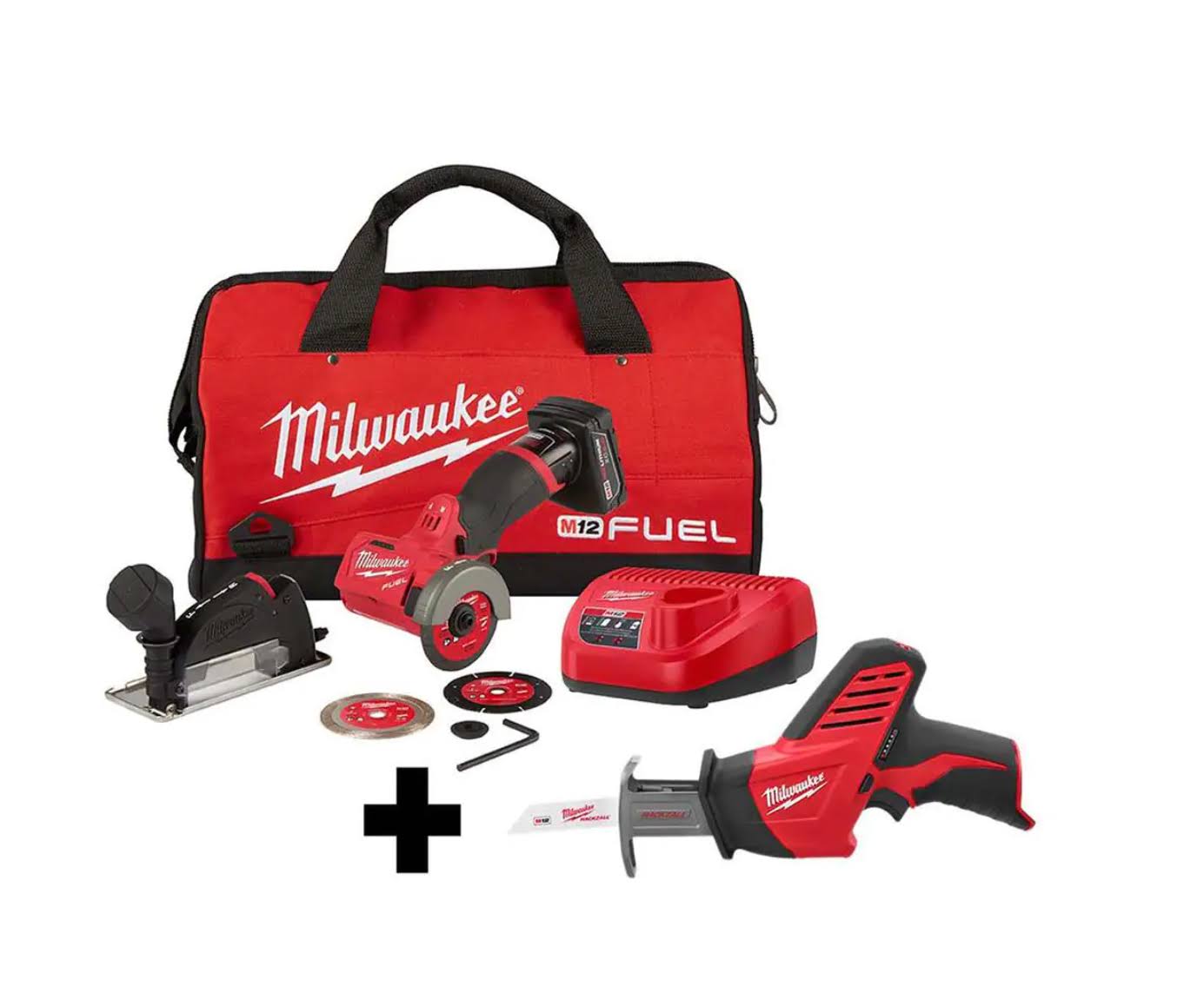 2522-21XC-2420-20 M12  12-Volt 3 in. Lithium-Ion Brushless Cordless Cut Off Saw Kit with M12 Hackzall Reciprocating Saw