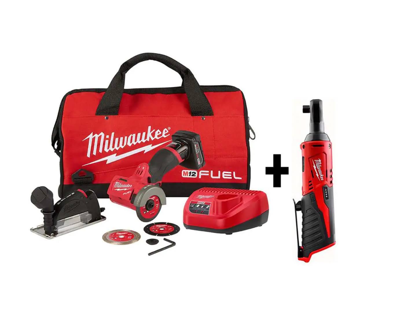 2522-21XC-2457-20 M12  12-Volt 3 in. Lithium-Ion Brushless Cordless Cut Off Saw Kit W/ M12 3/8 in. Ratchet