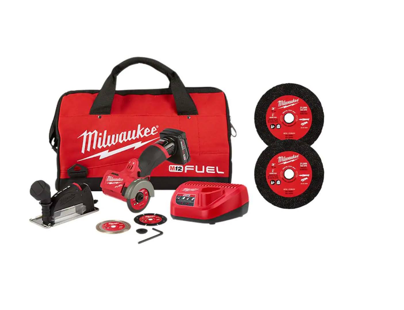 2522-21XC-49-94-3000-49-94-3000 M12  12-Volt 3 in. Lithium-Ion Brushless Cordless Cut Off Saw Kit with 3 in. Metal Cut Off Wheels (6-Pack)