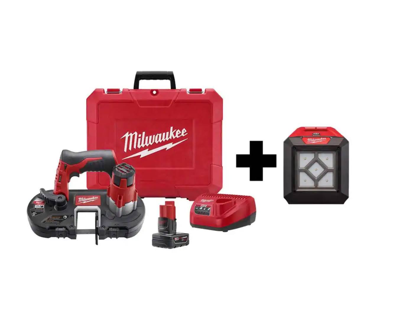 2429-21XC-2364-20 M12 12-Volt Lithium-Ion Cordless Sub-Compact Band Saw XC Kit with M12 LED Flood Light