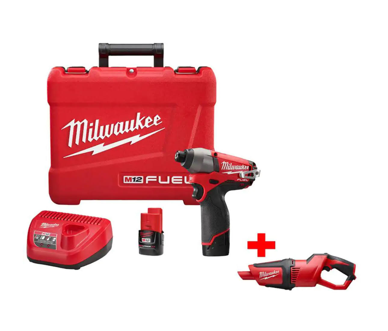2453-22-0850-20 M12  12V Lithium-Ion Brushless 1/4 in. Hex Impact Driver Kit with M12 Cordless Vacuum