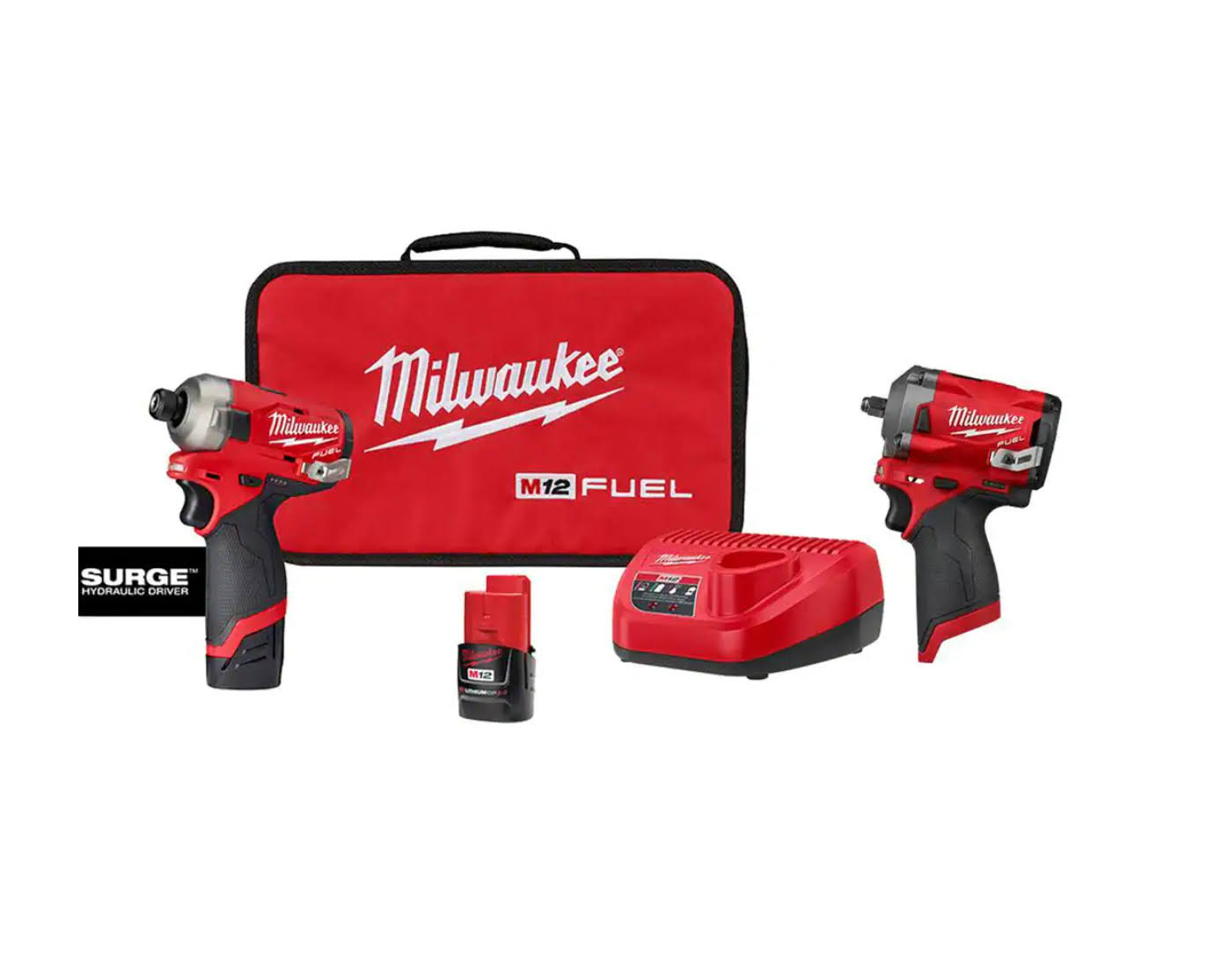 2551-22-2554-20 M12  SURGE 12V Lithium-Ion Brushless Cordless 1/4 in. Hex Impact Driver Compact Kit   M12  3/8 in. Impact Wrench