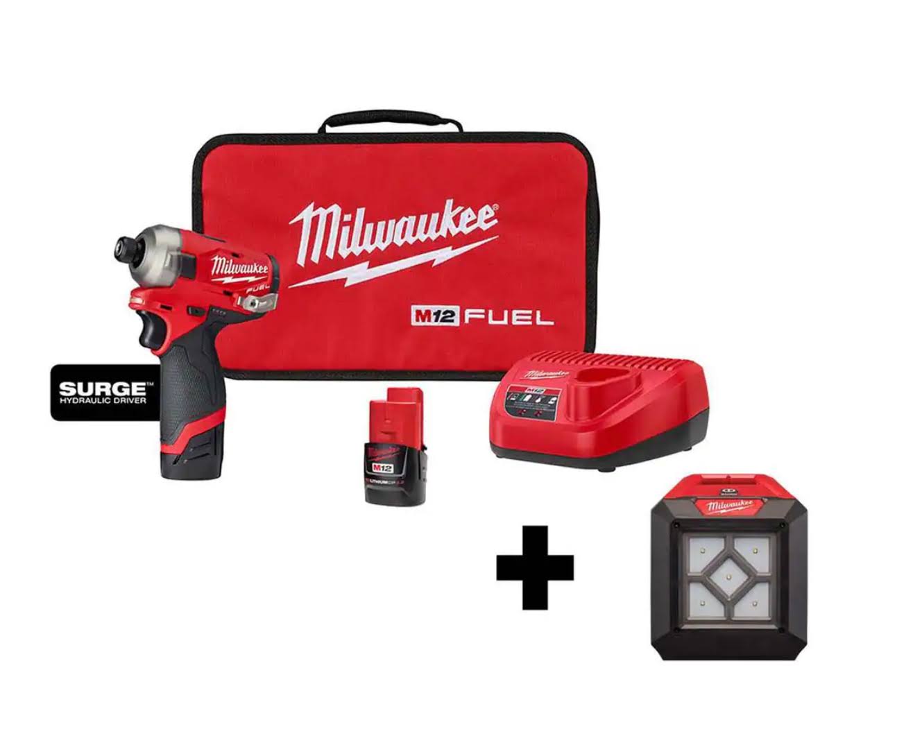 2551-22-2364-20 M12  SURGE 12V Lithium-Ion Brushless Cordless 1/4 in. Hex Impact Driver Compact Kit with M12 Flood Light