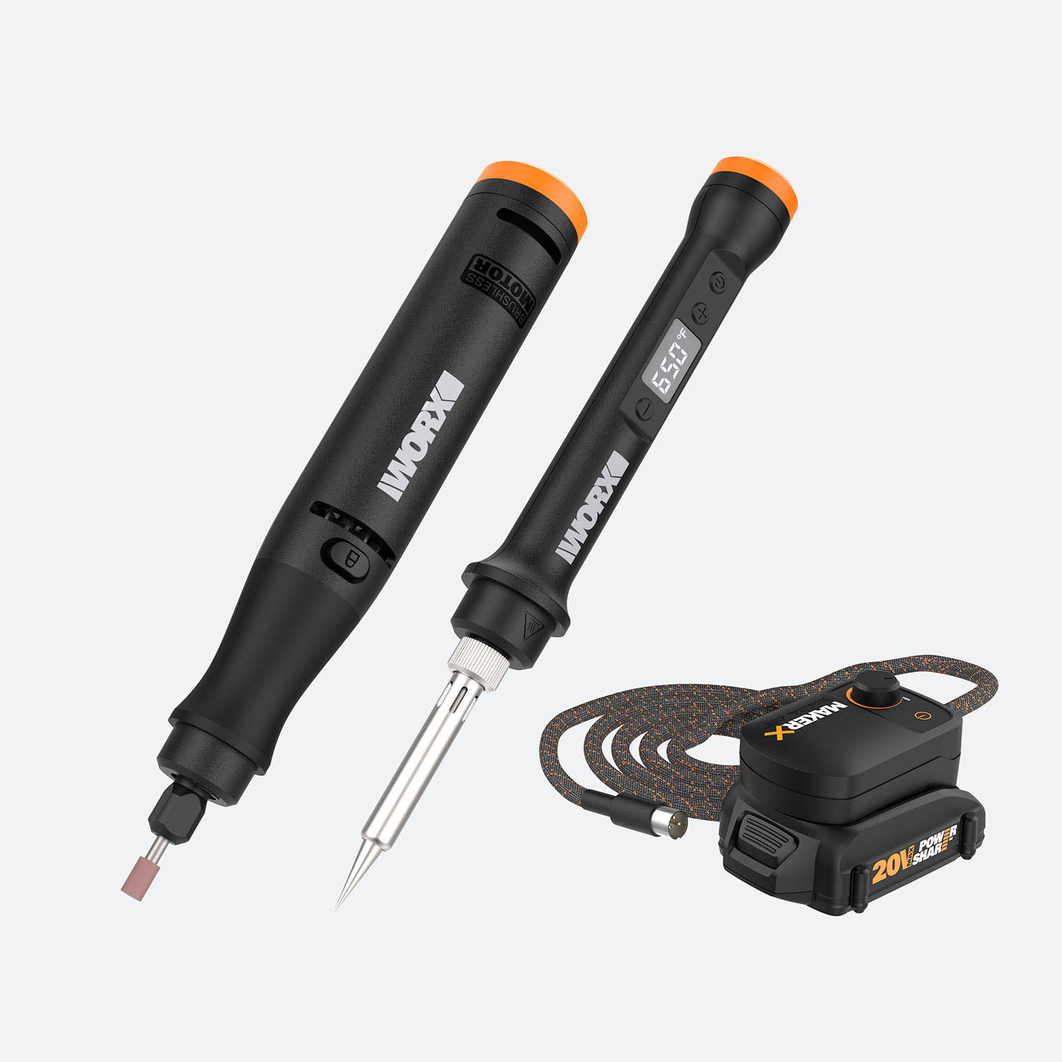 20V MAKERX Combo Kit—Rotary Tool + Wood   Metal Crafter   54 Accessories
