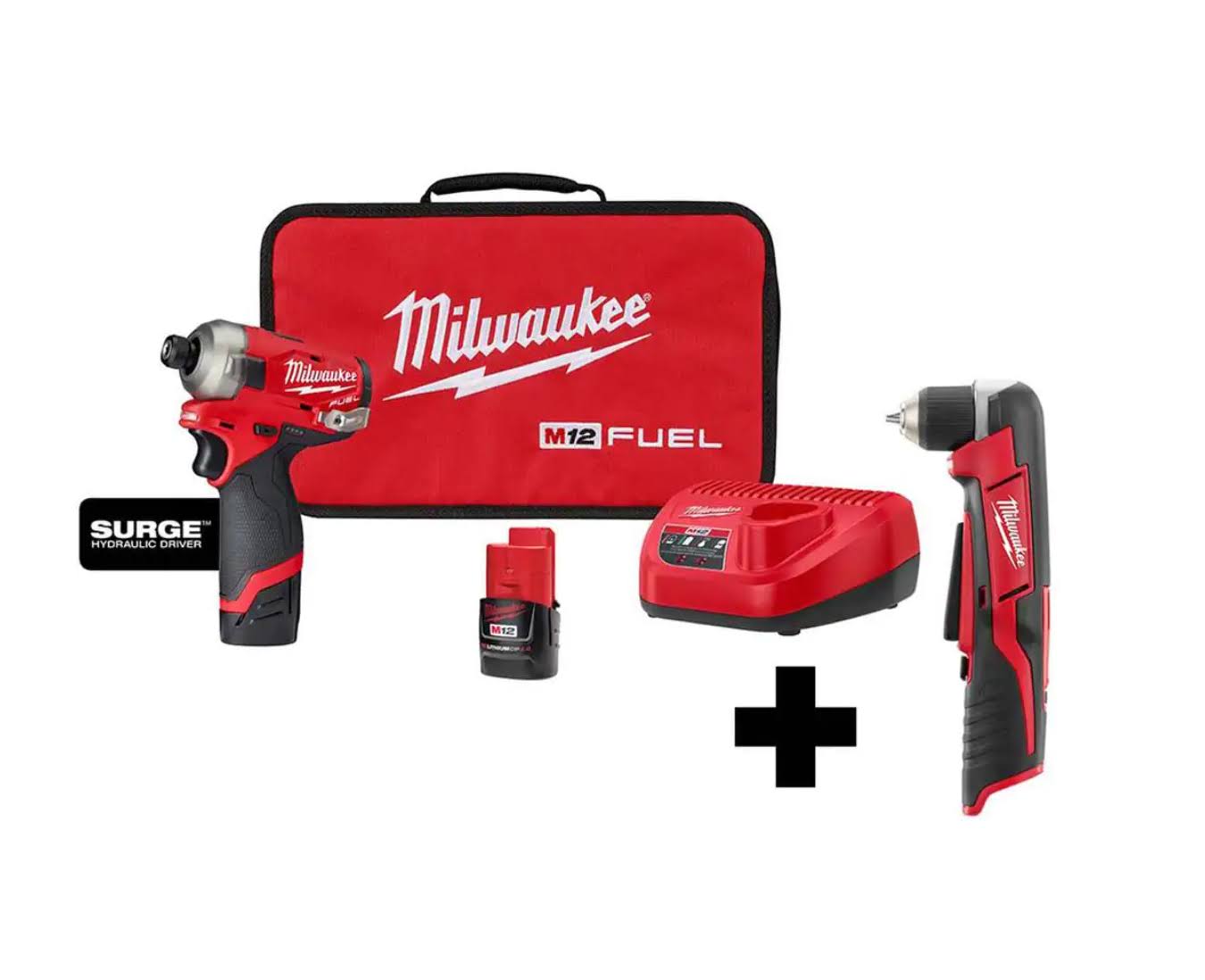 2551-22-2415-20 M12  SURGE 12V Lithium-Ion Brushless Cordless 1/4 in. Hex Impact Driver Compact Kit with M12 Right Angle Drill