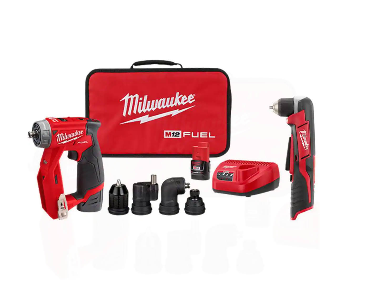 2505-22-2415-20 M12  12-Volt Lithium-Ion Brushless Cordless 4-in-1 Interchangeable 3/8 in. Drill Driver Kit with Right Angle Drill