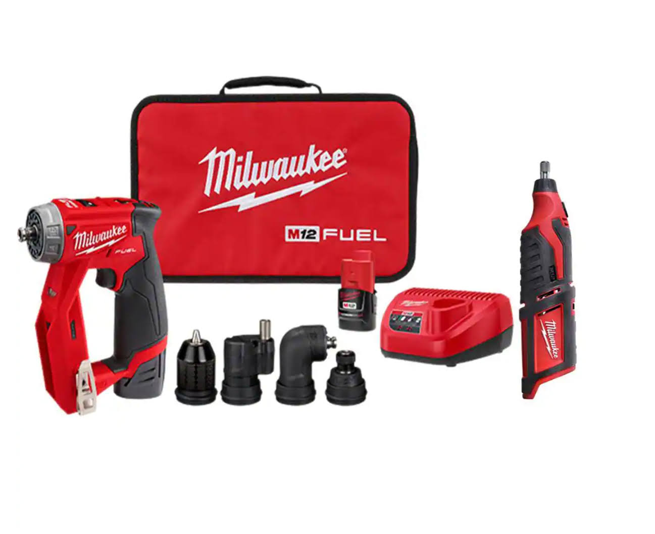 2505-22-2460-20 M12  12V Lithium-Ion Brushless Cordless 4-in-1 Installation 3/8 in. Drill Driver Kit with M12 Rotary Tool