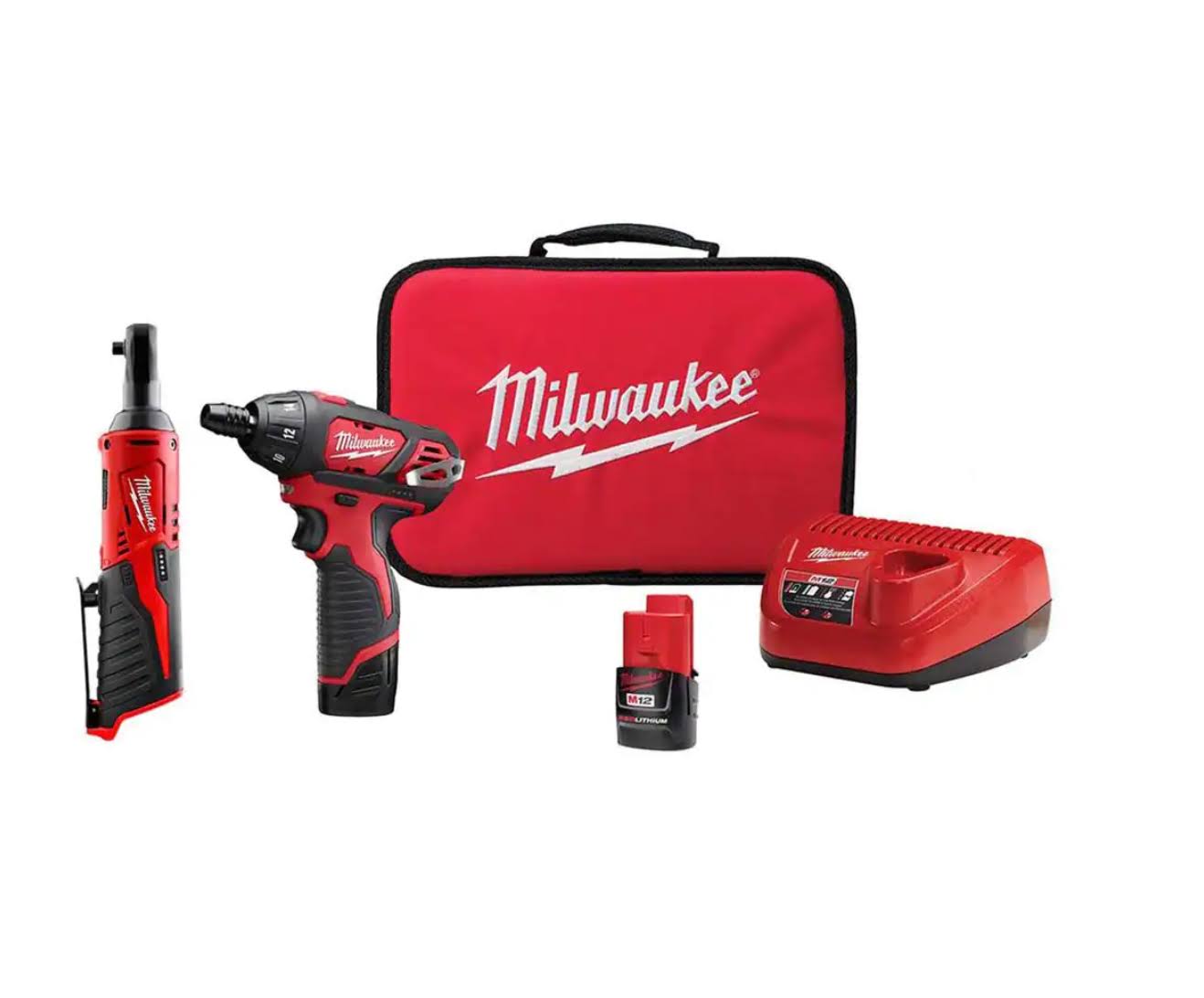 2401-22-2456-20 M12 12-Volt Lithium-Ion Cordless 1/4 in. Hex Screwdriver and 1/4 in. Ratchet Combo Kit (2-Tool)