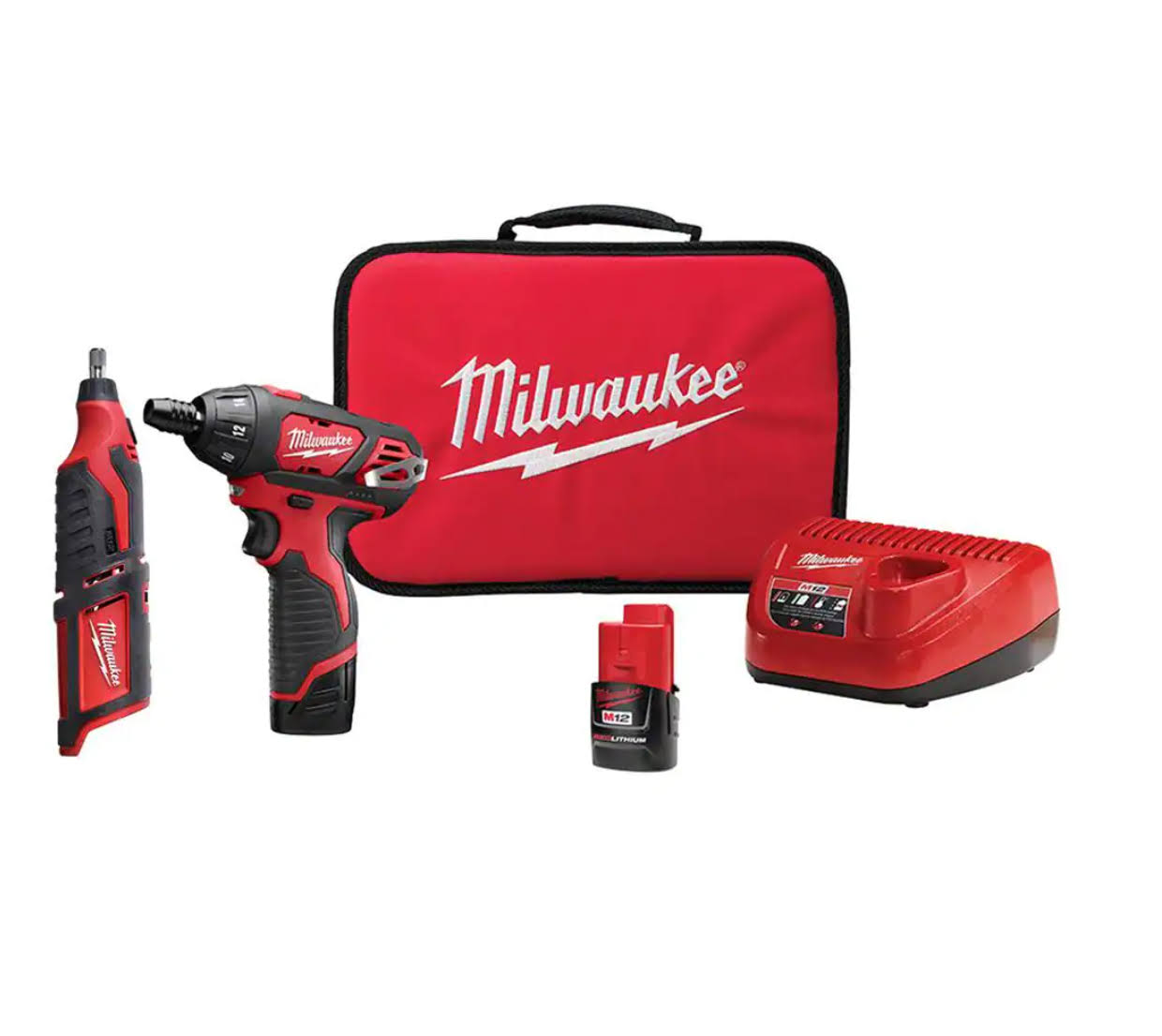 2401-22-2460-20 M12 12-Volt Lithium-Ion Cordless 1/4 in. Hex Screwdriver Kit with M12 Lithium-Ion Cordless Rotary Tool (Tool Only)