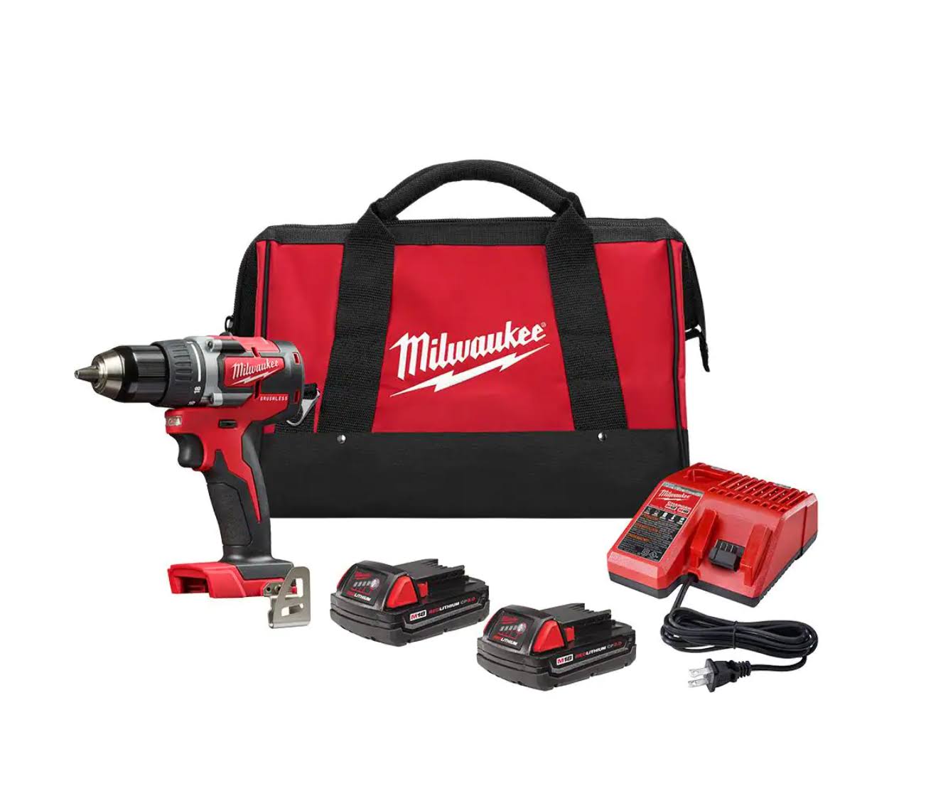2801-22CT M18 18-Volt Lithium-Ion Brushless Cordless 1/2 in. Compact Drill/Driver Kit with (2) 2.0 Ah Batteries, Charger and Case