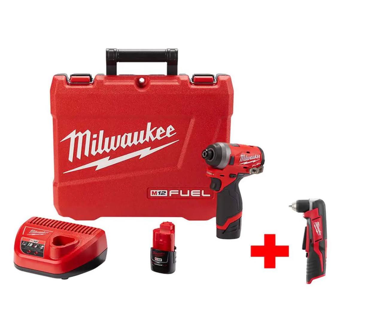 2553-22-2415-20 M12  12V Lithium-Ion Brushless Cordless 1/4 in. Hex Impact Driver Kit W/ M12 Right Angle Drill