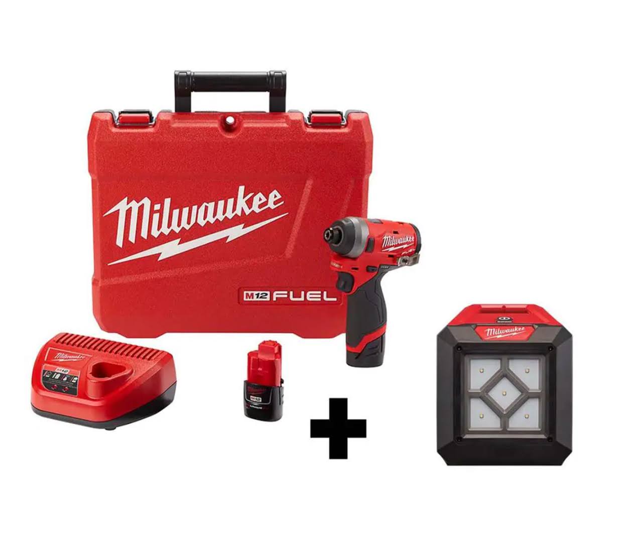2553-22-2364-20 M12  12V Lithium-Ion Brushless Cordless 1/4 in. Hex Impact Driver Kit W/ M12 LED Flood Light
