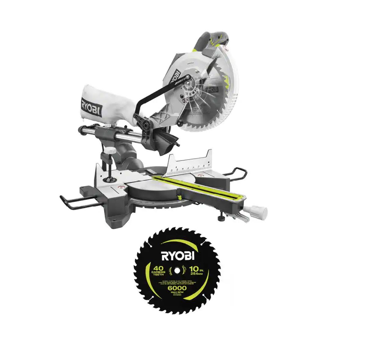 TSS103-A181002 15 Amp 10 in. Corded Sliding Compound Miter Saw with 10 in. 40 Carbide Teeth Thin Kerf Miter Saw Blade