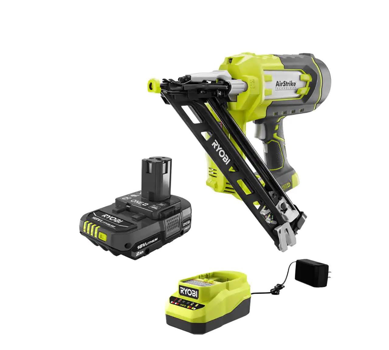 P330-PSK005  18V Cordless  15-Gauge Angled Finish Nailer and 2.0 Ah Compact Battery and Charger Starter Kit