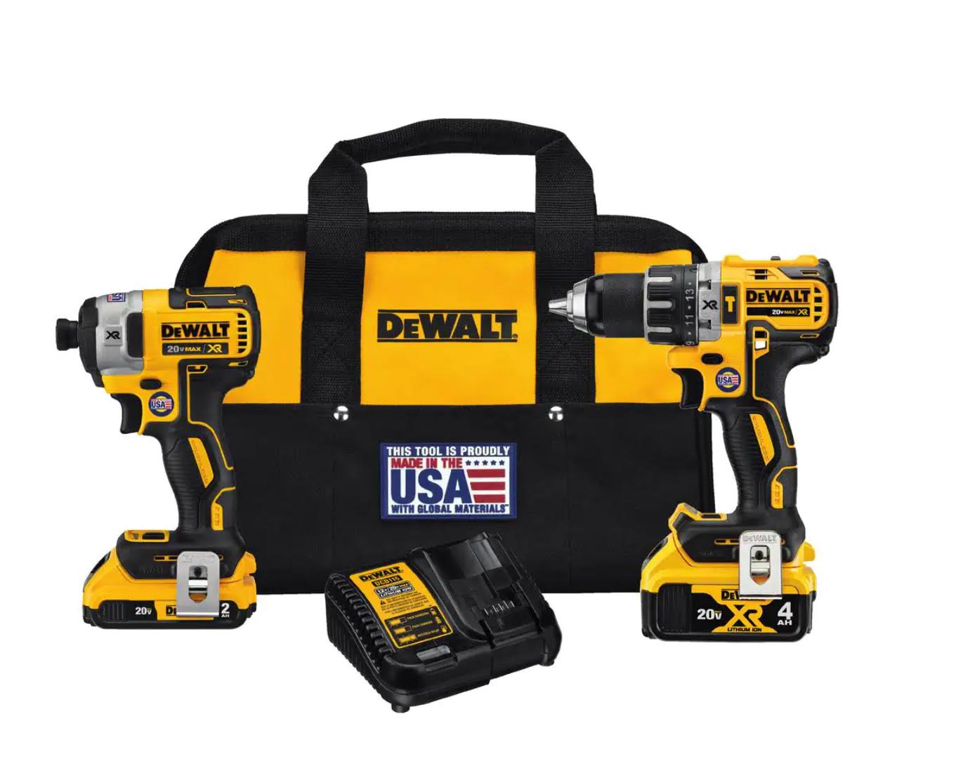 DCK287D1M1 20-Volt MAX XR Cordless Brushless Hammer Drill/Impact Combo Kit (2-Tool) with (1) 4.0Ah Battery   (1) 2.0Ah Battery