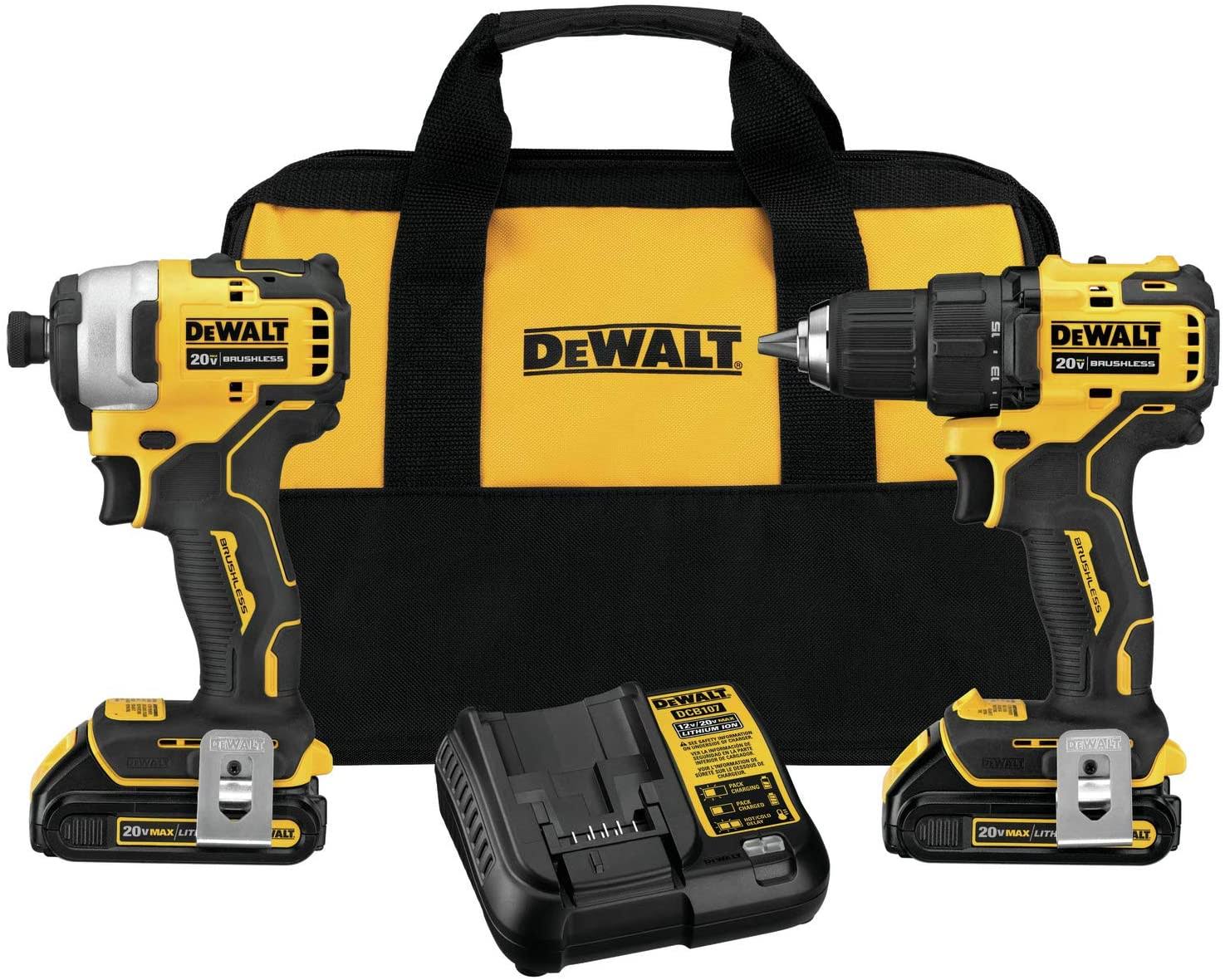 DCK278C2 ATOMIC 20-Volt MAX Cordless Brushless Compact Drill/Impact Combo Kit (2-Tool) with (2) 1.3Ah Batteries, Charger   Bag