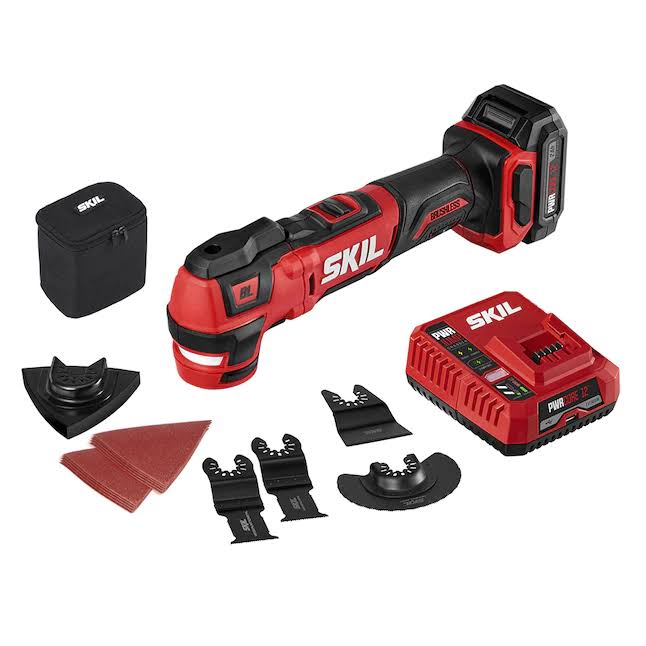 OS592702  12 Brushless 12V Oscillating Multi-Tool Kit with 40pcs Accessories, Includes 2.0Ah Lithium Battery and PWRJump Charger