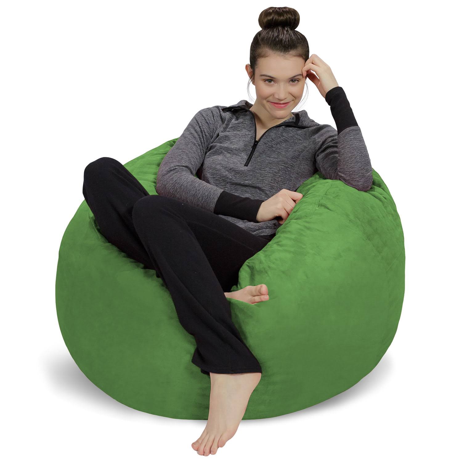 Bean Bag Chair, Memory Foam Lounger with Microsuede Cover, Kids, 3 ft, Lime