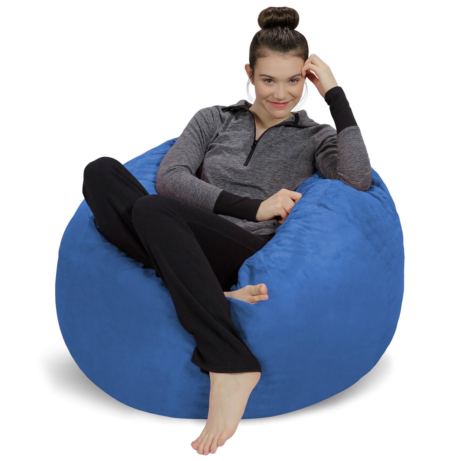 Bean Bag Chair, Memory Foam Lounger with Microsuede Cover, Kids, 3 ft, Royal Blue