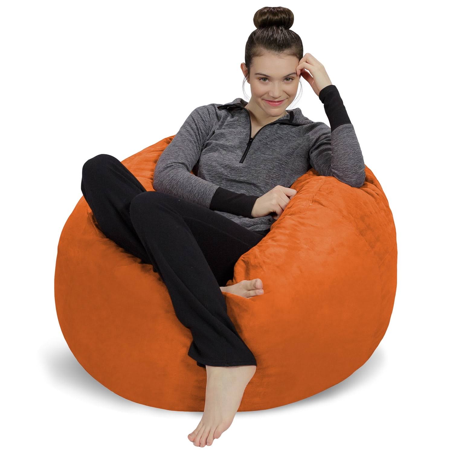 Bean Bag Chair, Memory Foam Lounger with Microsuede Cover, Kids, 3 ft, Tangerine