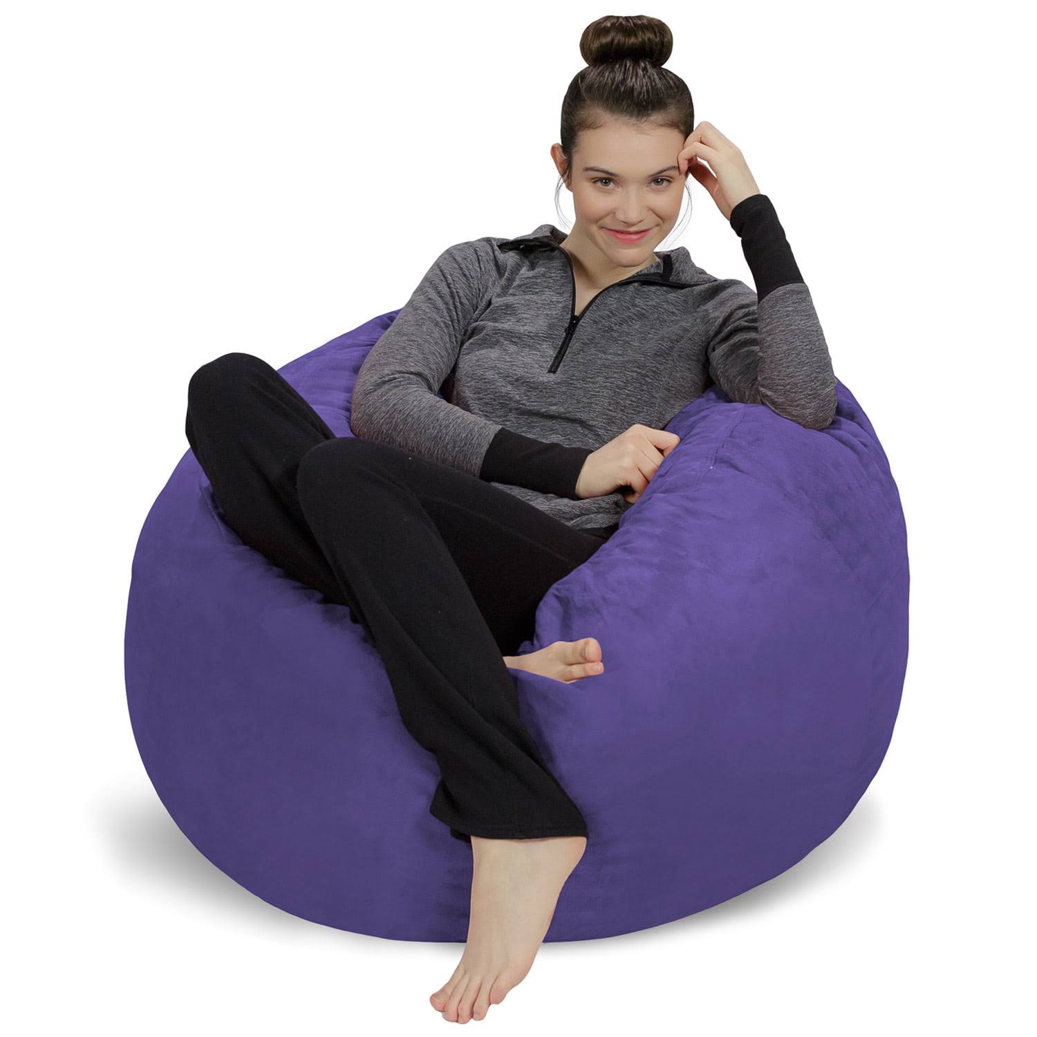 Bean Bag Chair, Memory Foam Lounger with Microsuede Cover, Kids, 3 ft, Purple