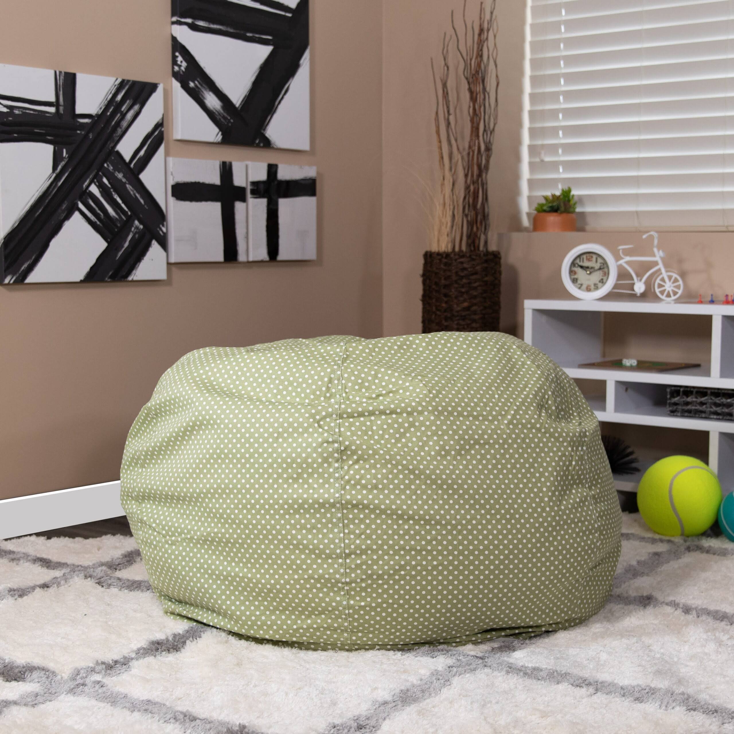 Oversized Green Dot Refillable Bean Bag Chair for All Ages