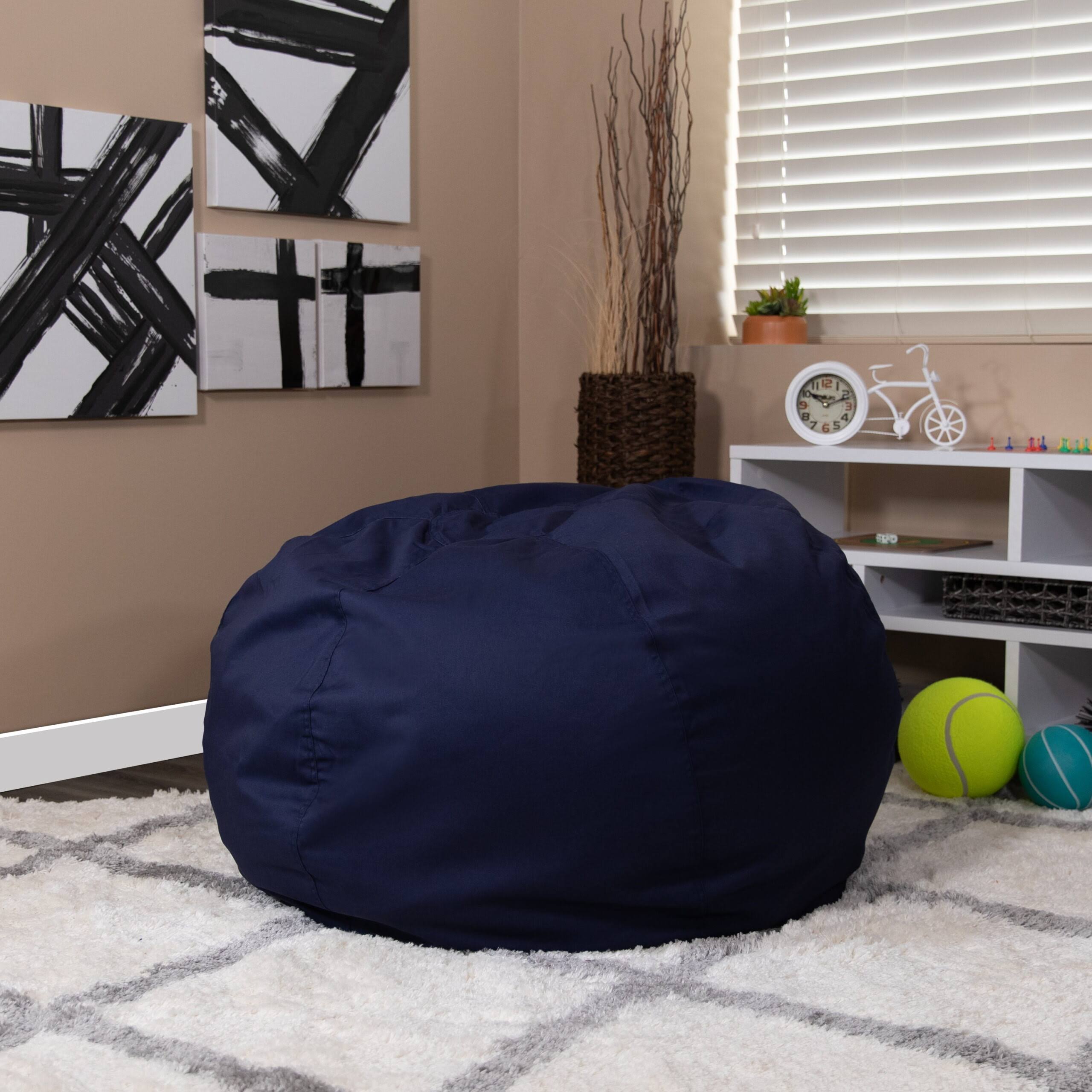 Oversized Solid Navy Blue Refillable Bean Bag Chair for All Ages