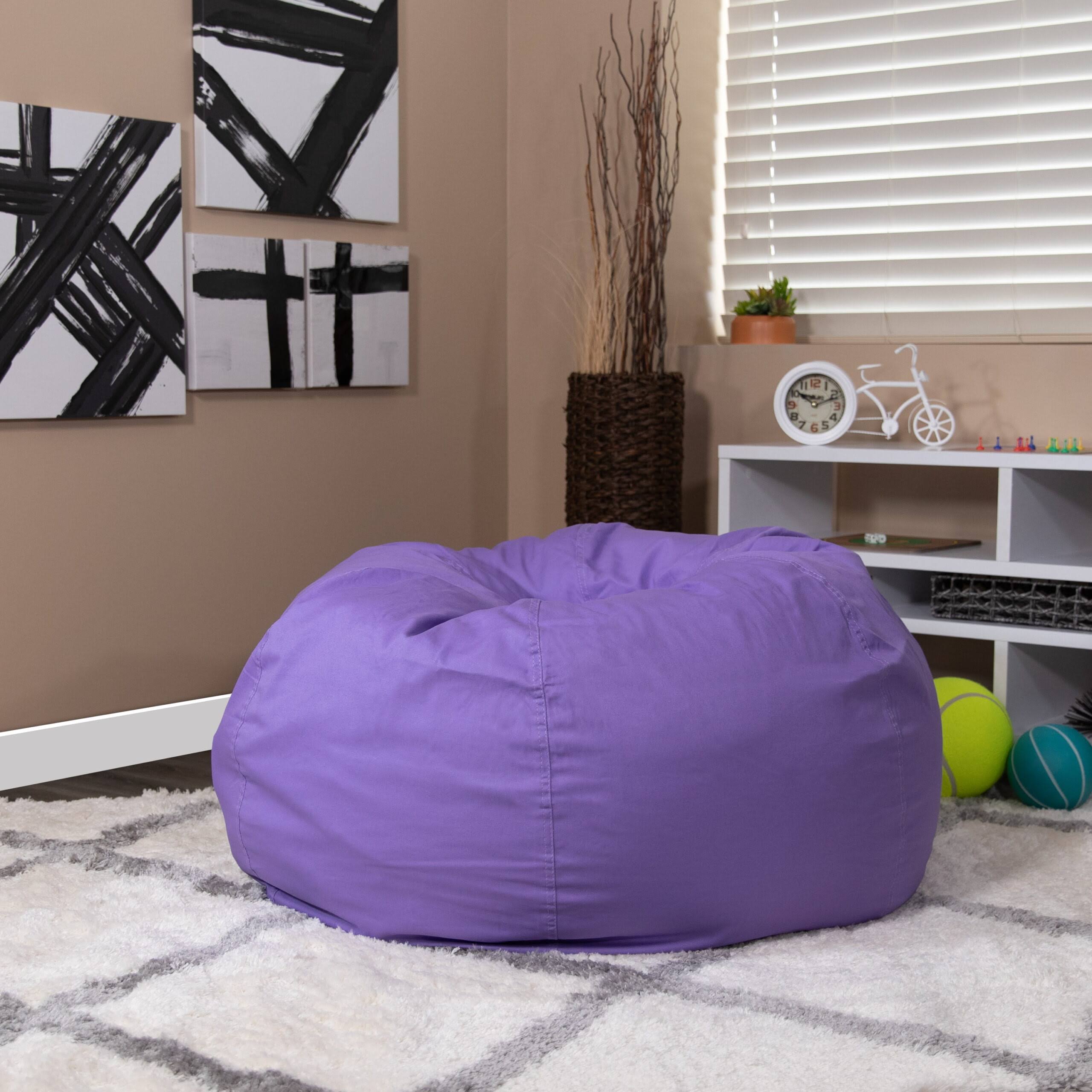Oversized Solid Purple Refillable Bean Bag Chair for All Ages