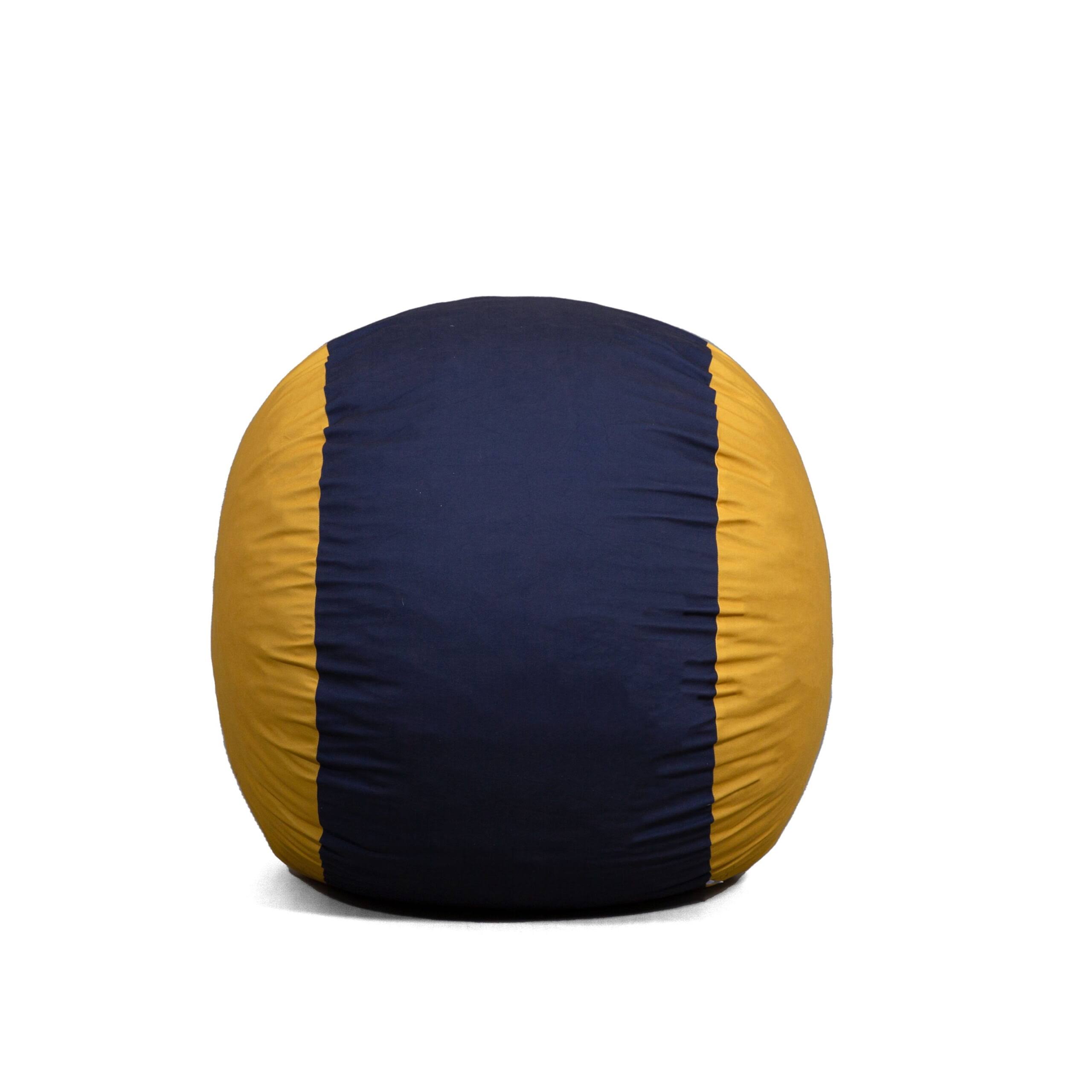 Fuf Medium Foam Filled Bean Bag Chair, Kids and Teens, Blue/Gold Lenox, 3ft Big