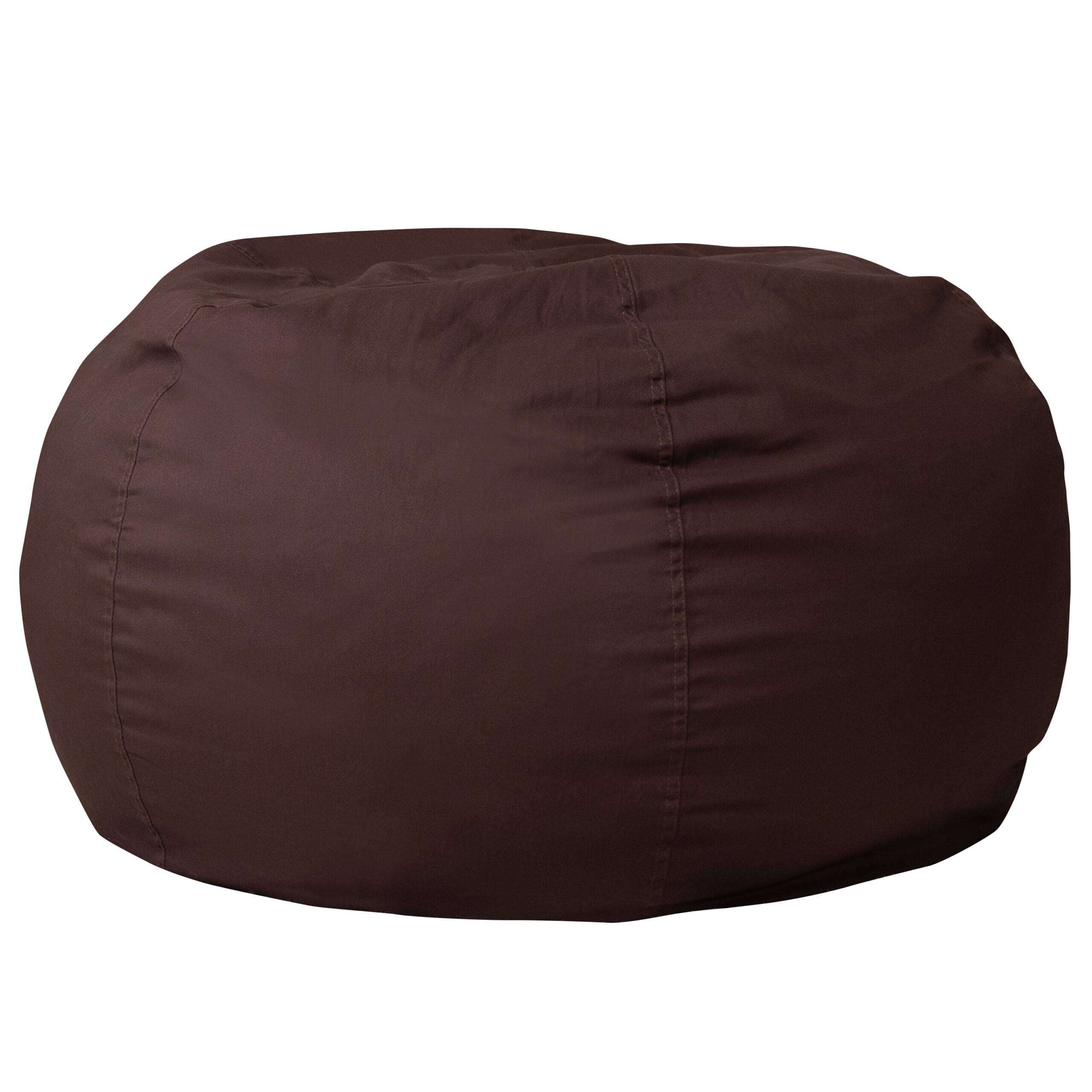 Duncan Oversized Solid Brown Refillable Bean Bag Chair for All Ages