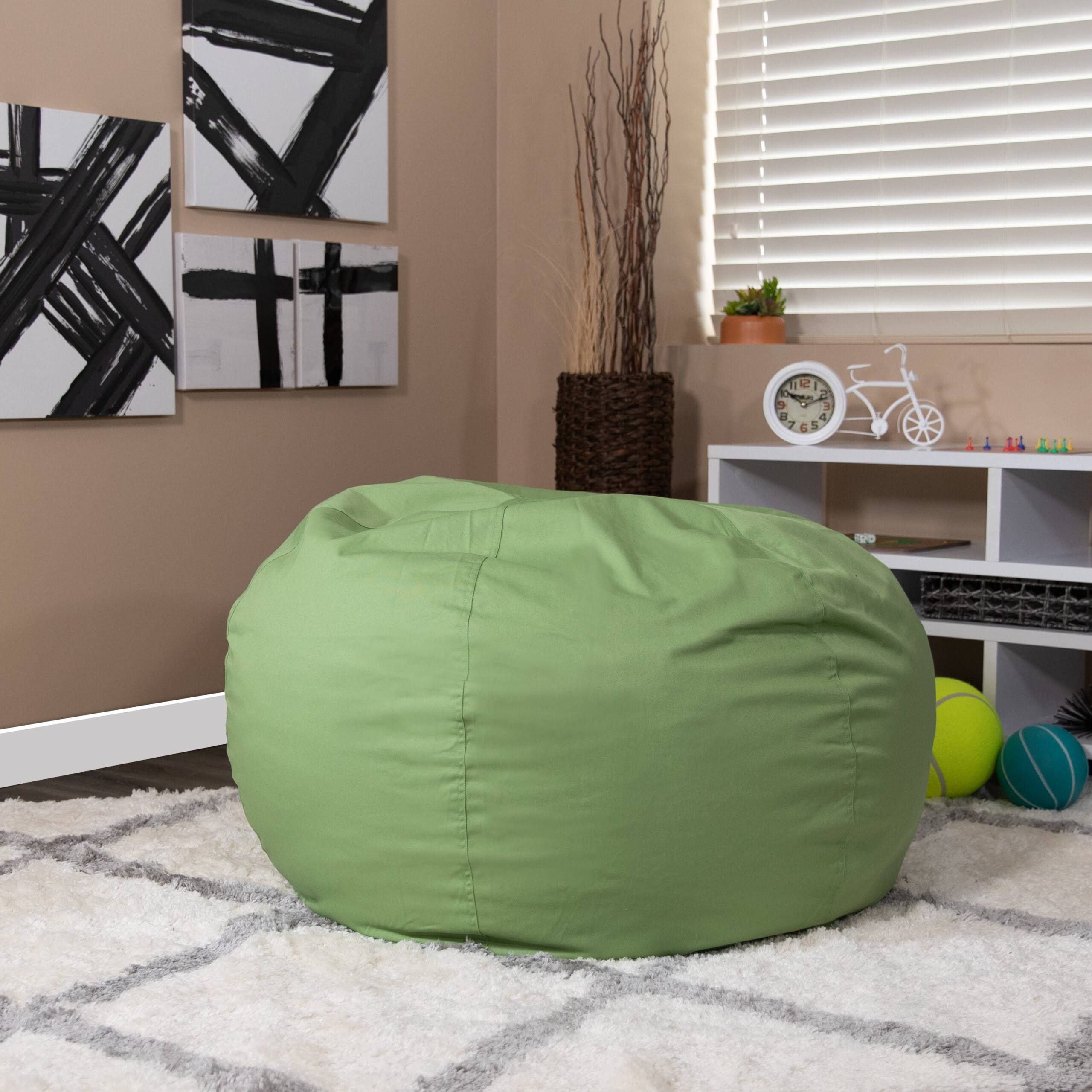 Oversized Solid Green Refillable Bean Bag Chair for All Ages