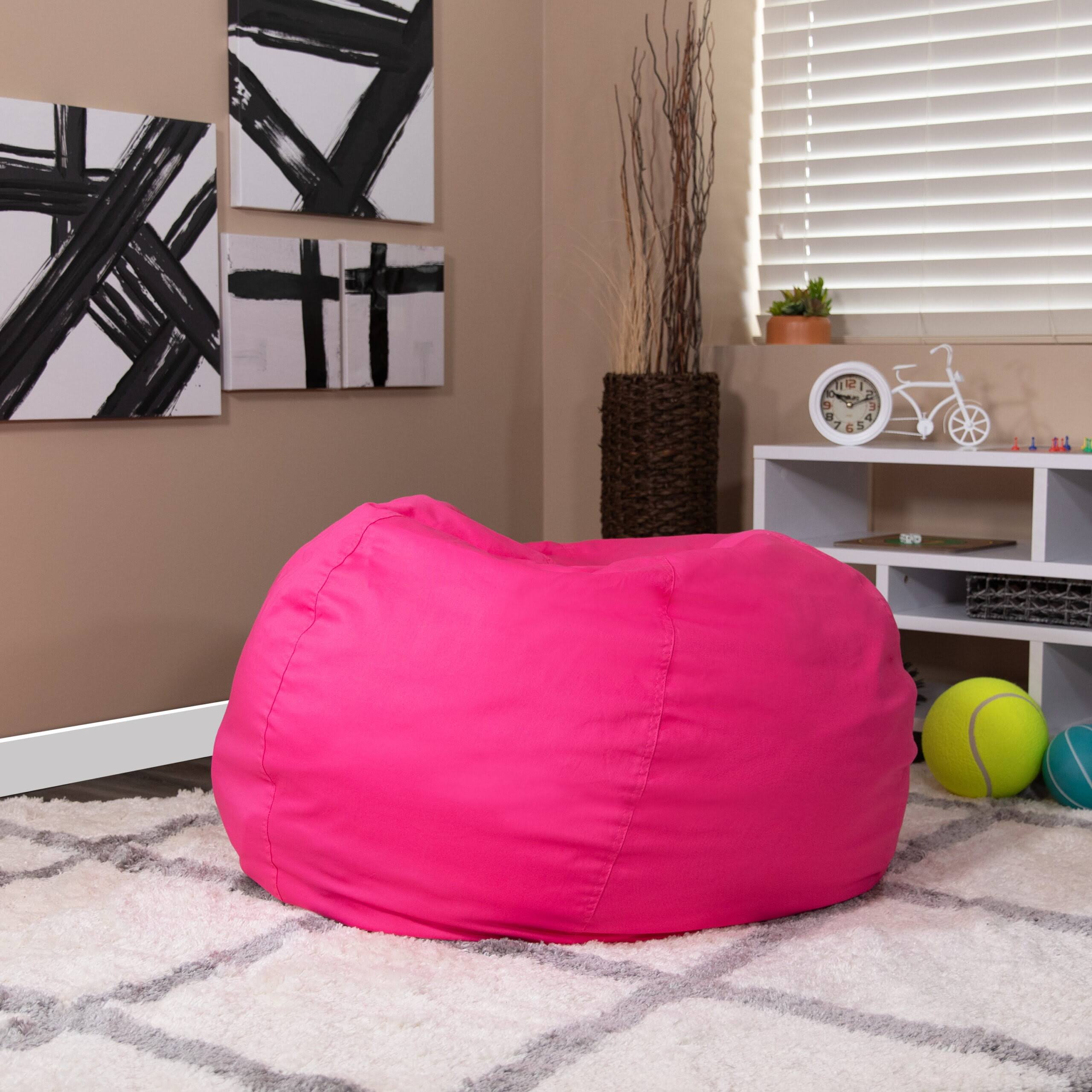 Oversized Solid Hot Pink Refillable Bean Bag Chair for All Ages