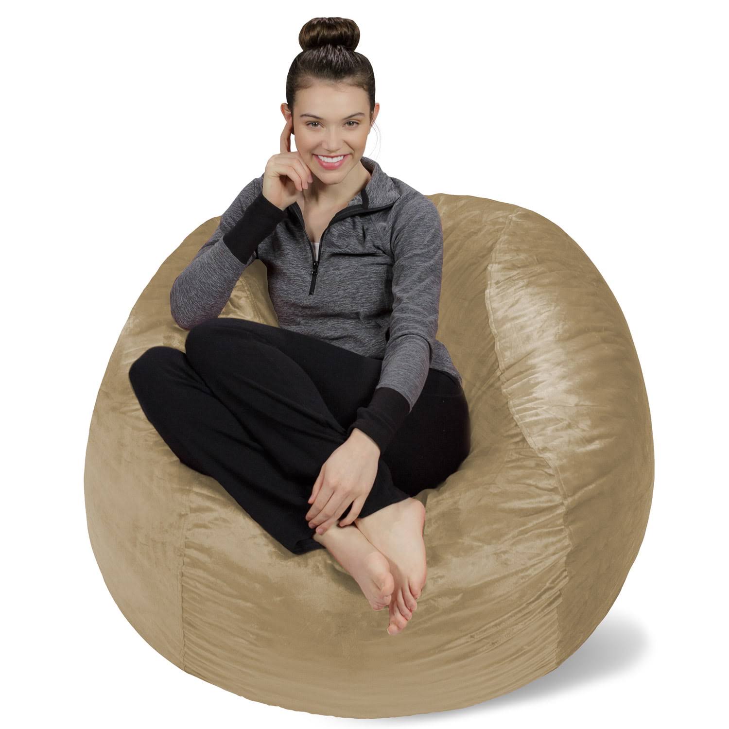 Bean Bag Chair, Memory Foam Lounger with Microsuede Cover, Kids, Adults, 4 ft, Camel