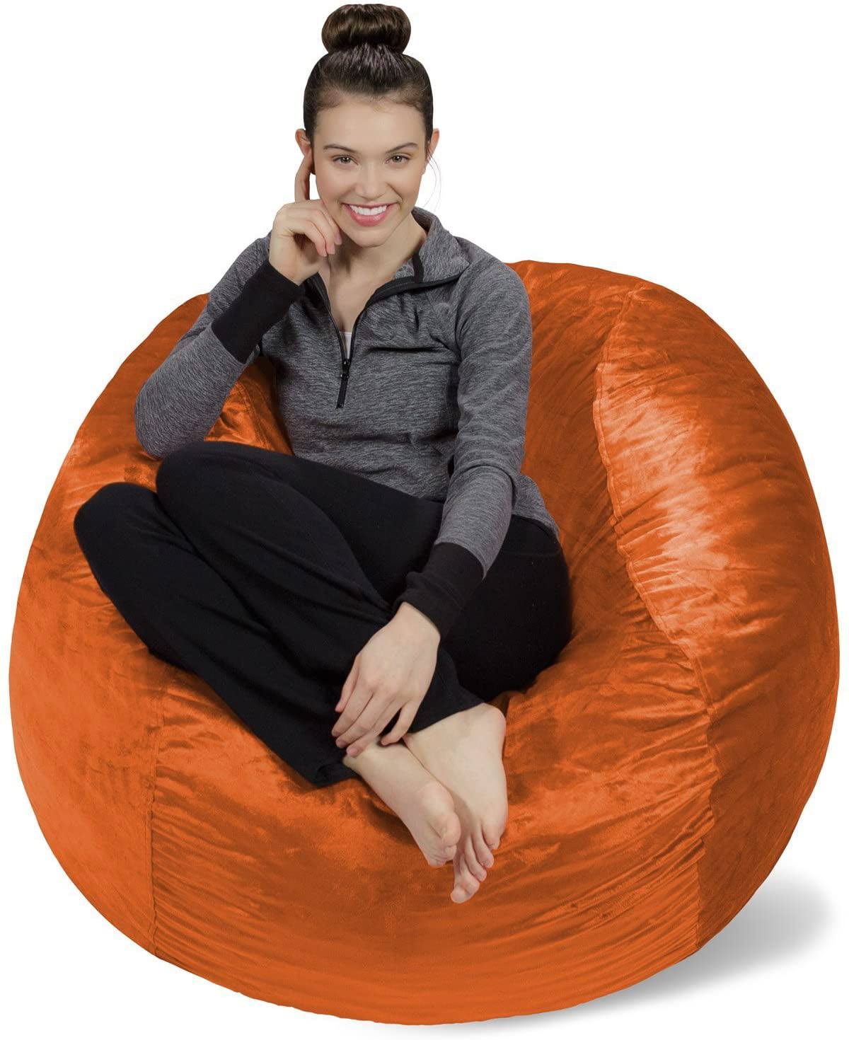 Bean Bag Chair, Memory Foam Lounger with Microsuede Cover, Kids, Adults, 4 ft, Tangerine