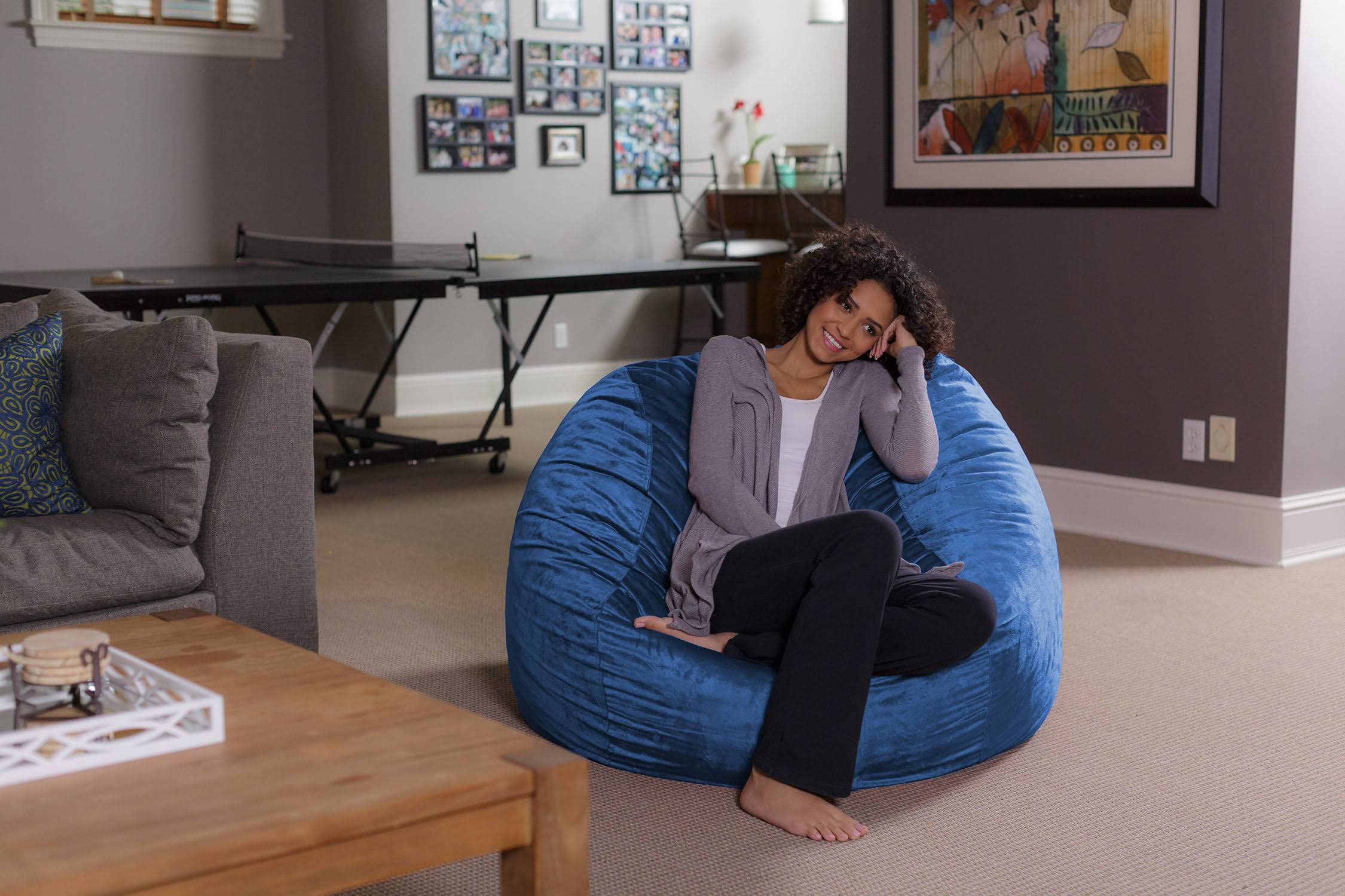 Bean Bag Chair, Memory Foam Lounger with Microsuede Cover, Kids, Adults, 4 ft, Royal Blue