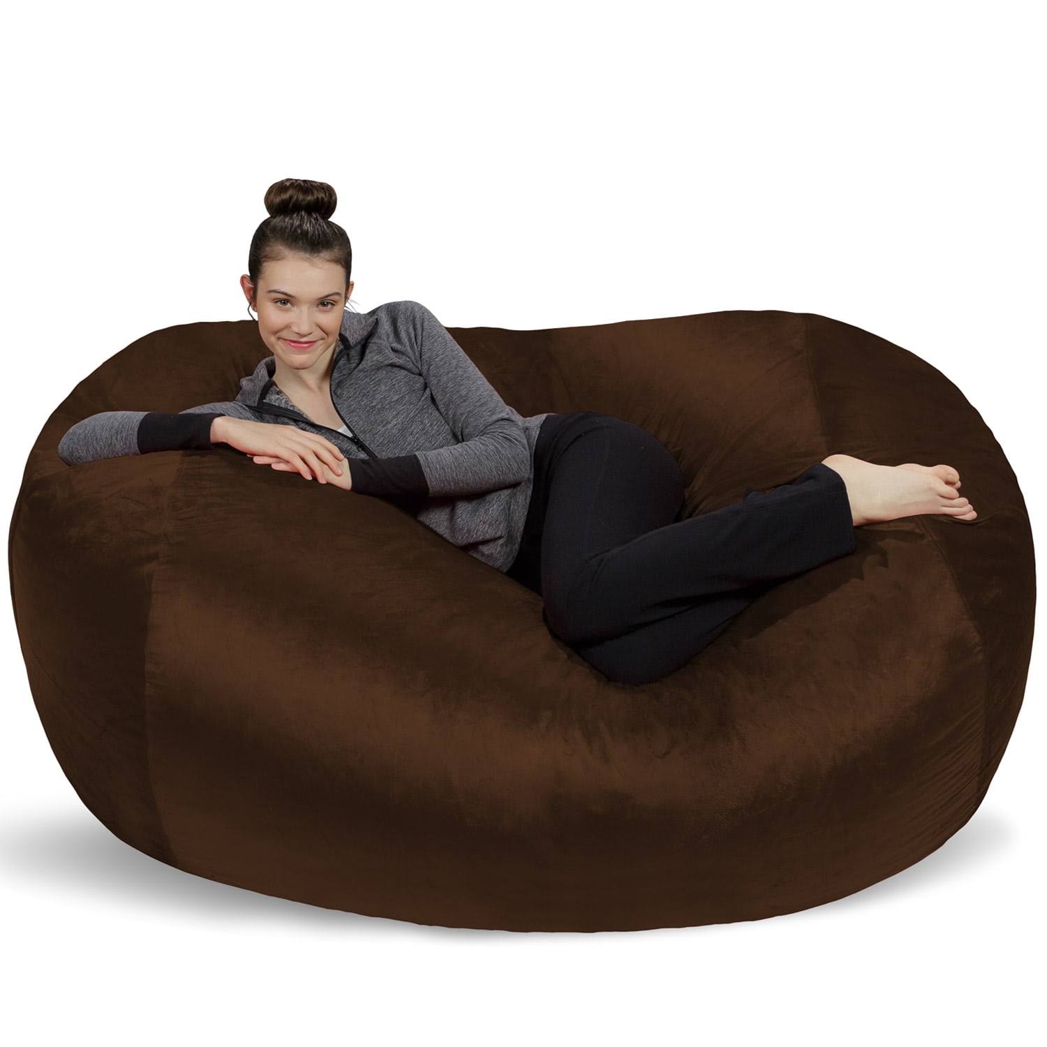 Bean Bag Chair, Memory Foam Lounger with Microsuede Cover, Kids, Adults, 6 ft, Chocolate